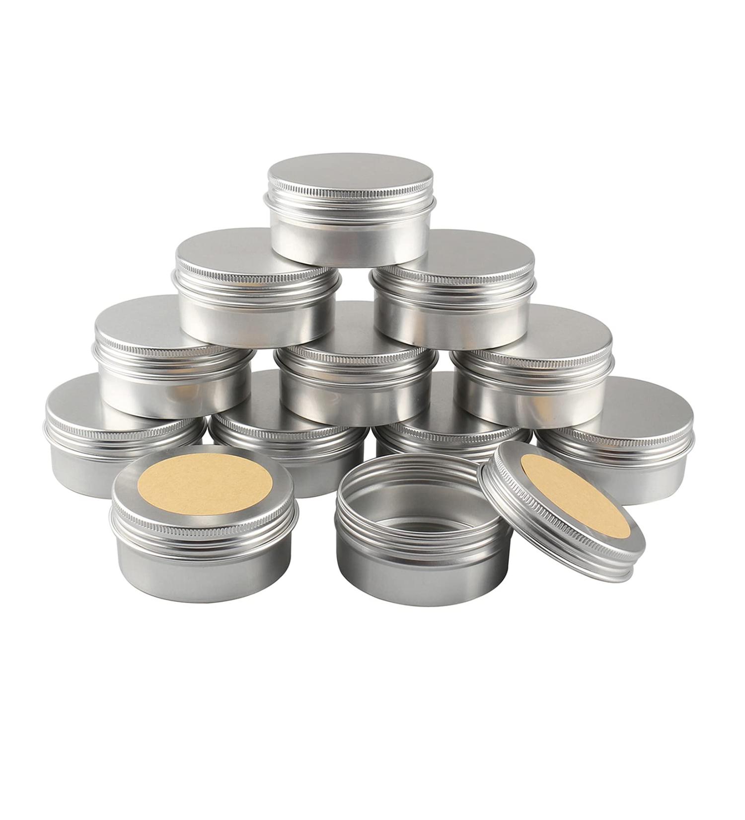 Basic Packing: 12 pcs 80ml Silver Aluminum Jars with Screw Caps - Ideal for Cosmetics & Crafts - Buy Online on SooperMarket.com