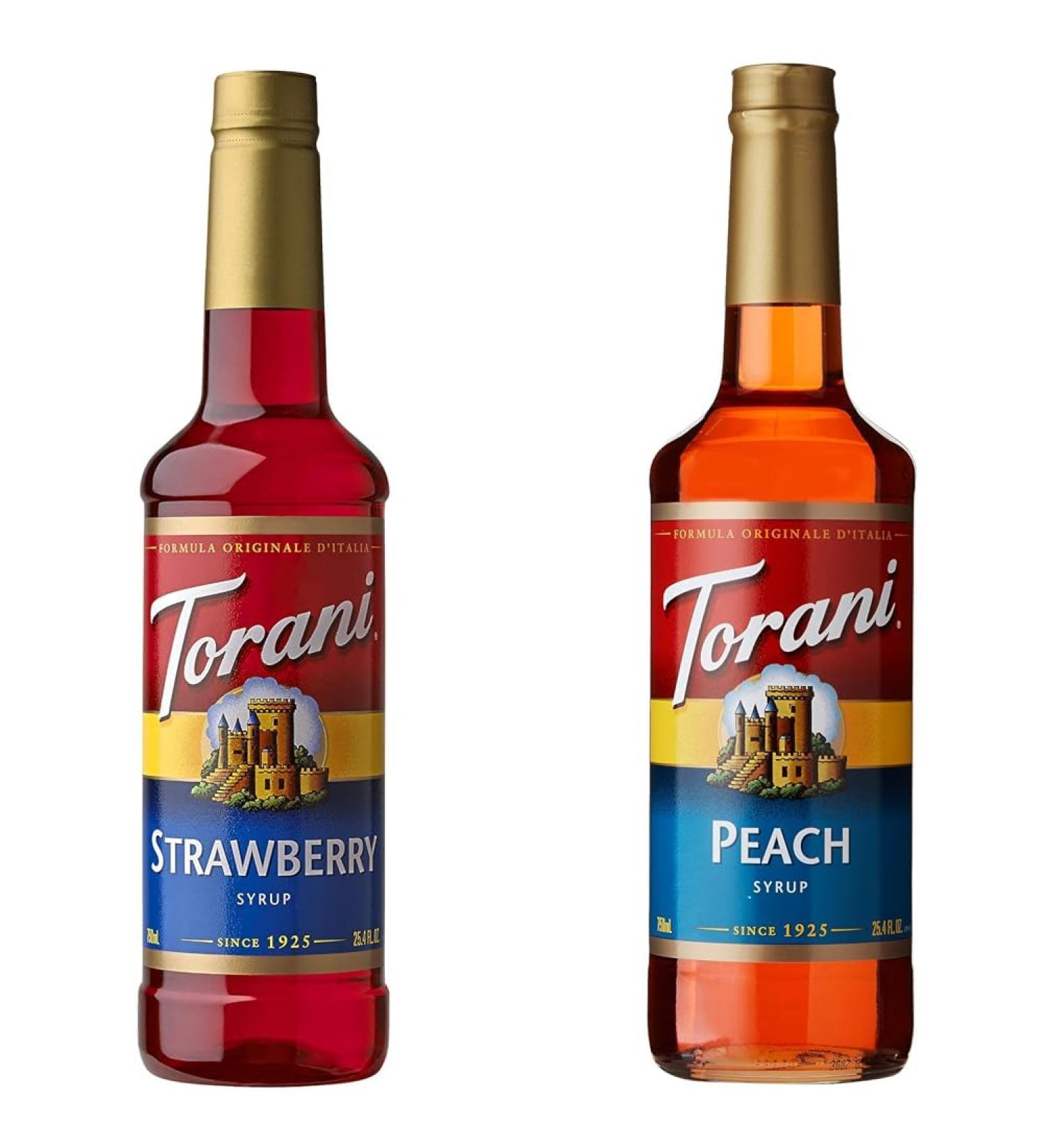 Torani Strawberry Flavour Syrup 750ml PET & Peach Flavor Syrup 750ml - Buy Online on SooperMarket.com
