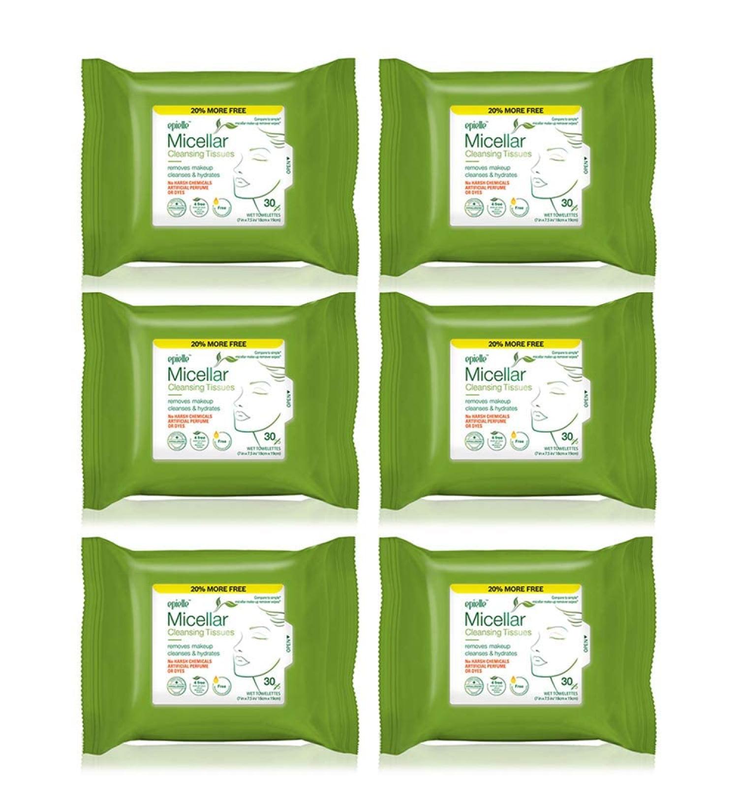Epielle Micellar Makeup Cleansing Wipes - Gentle, Hypoallergenic, Alcohol-Free - 30 Towelettes per Pack (4 Pack) - Perfect Beauty Stocking Stuffers! - Buy Online on SooperMarket.com