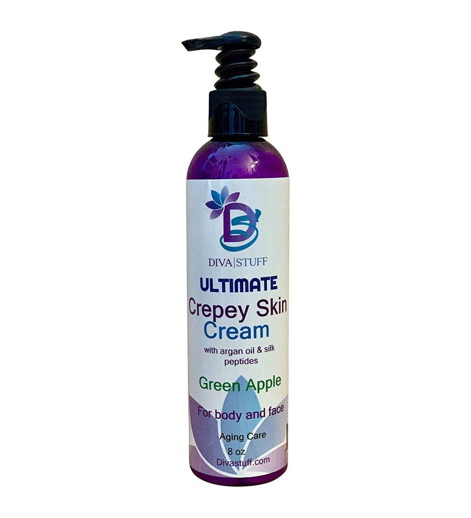 Ultimate Crepey Skin Cream - Hyaluronic Acid Argan Oil & Silk Peptides for Dry & Aging Skin - 8oz Green Apple Scent - Buy Online on SooperMarket.com