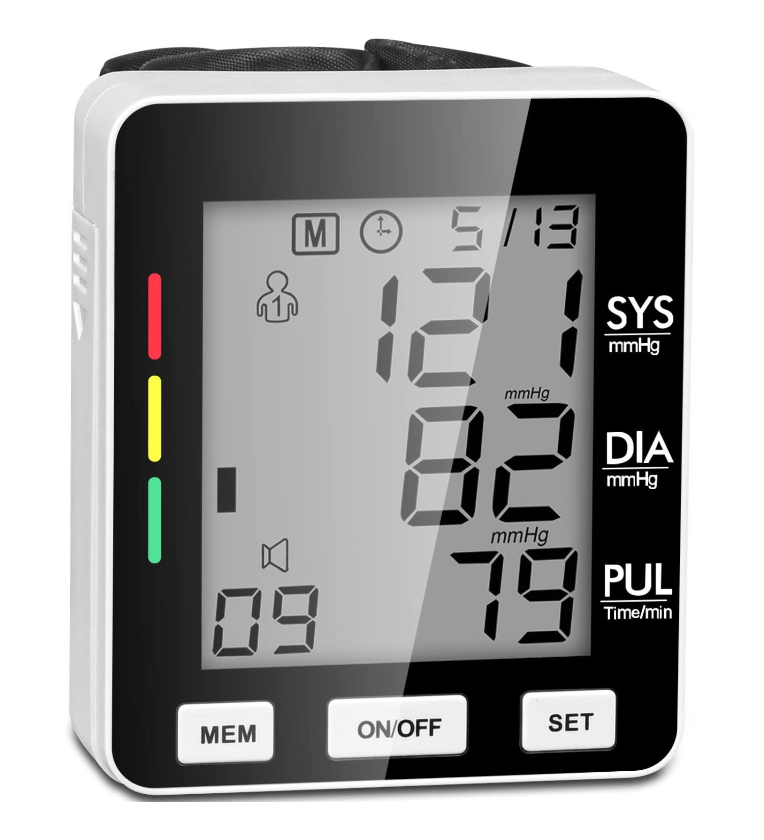 Alecaremed Wrist Blood Pressure Monitor with Adjustable Cuff & Large LCD Display - 198 Reading Memory, Voice Function - Automatic Digital BP Machine for Home Use (Black) - Buy Online on SooperMarket.com