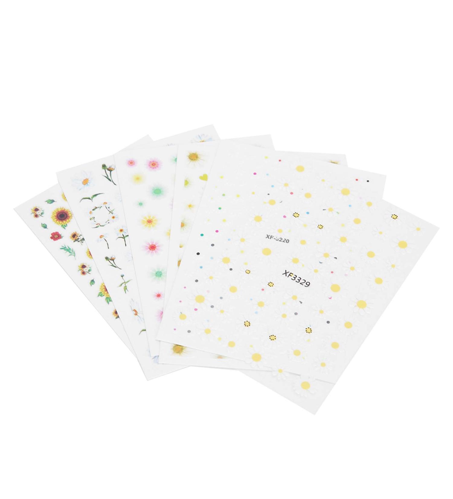 Nail Art Stickers Water Transfer DIY Nail Decals Sunflower and Small Daisy Colorful Transfer Watermark Nail Stickers for Nails Design Manicure Tips Decor - Buy Online on SooperMarket.com