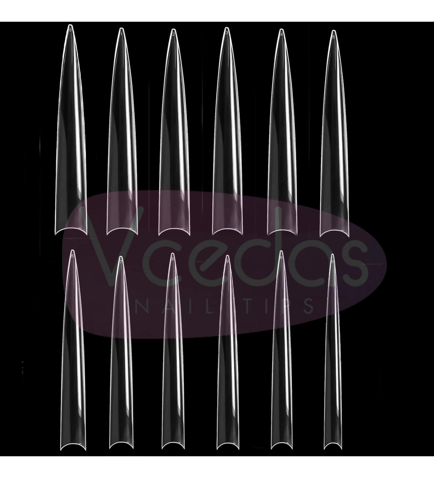Vcedas 120PCS XXL Stiletto Half Cover Nail Tips - Clear Sharp Acrylic False Nails - Buy Online on SooperMarket.com