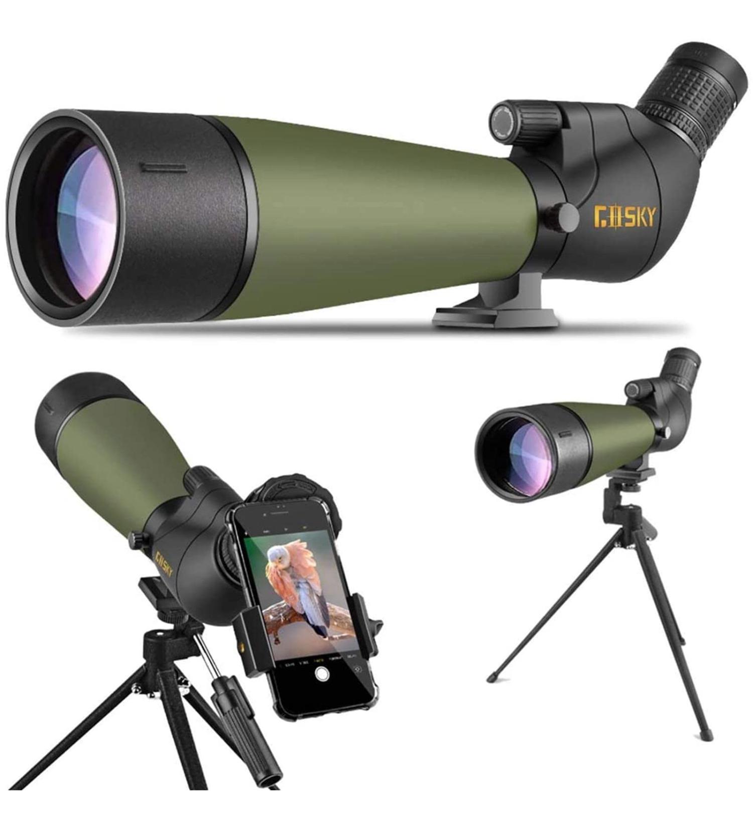 Gosky 20-60x80 Spotting Scope with Tripod, Carrying Bag, Phone Holder - BAK4 Waterproof HD Scope for Bird Watching & Wildlife Scenery - Buy Online on SooperMarket.com