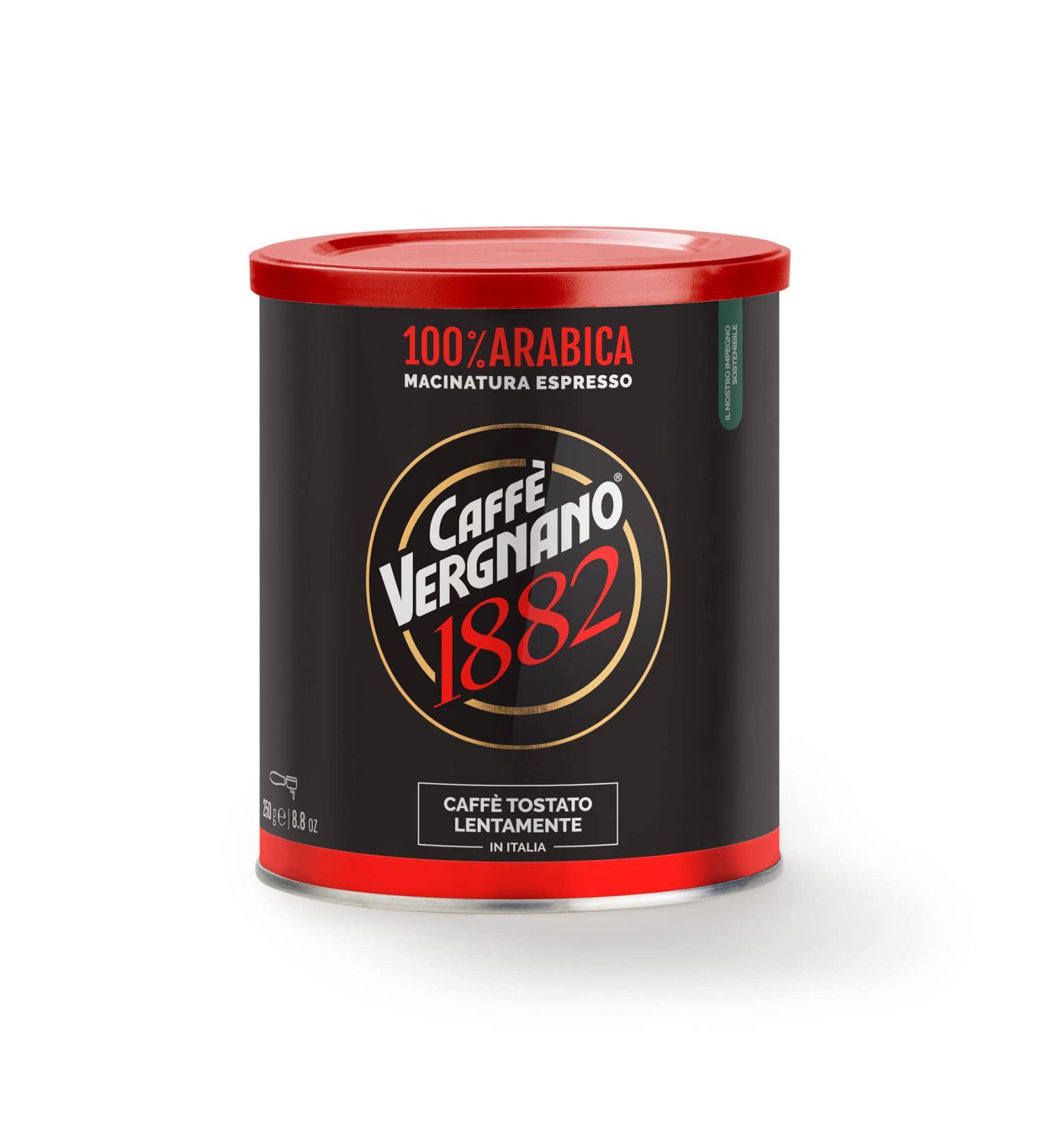 Caff Vergnano 1882 100% Arabica Ground Espresso - 250g Can | Premium Italian Coffee - International Shipping Available - Buy Online on SooperMarket.com