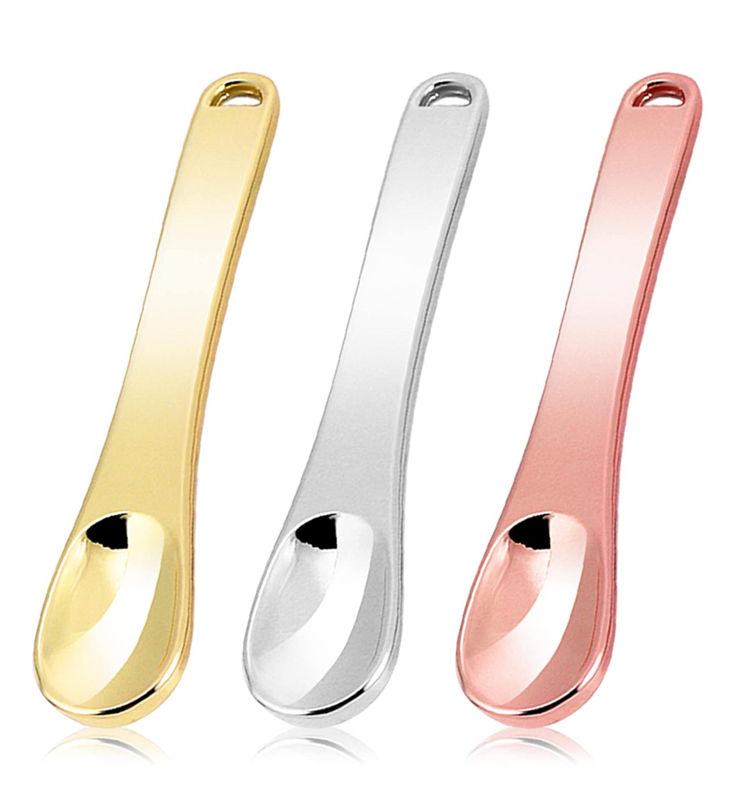 WLLHYF Mini Metal Makeup Spatula Skin Care Cosmetic Spoon Reusable Applicator Beauty Scoop for Facial Cosmetic for Face Mask Cream Lotions Moisturizers 1 Gold+1 Silver+1 Rose gold - Buy Online on SooperMarket.com