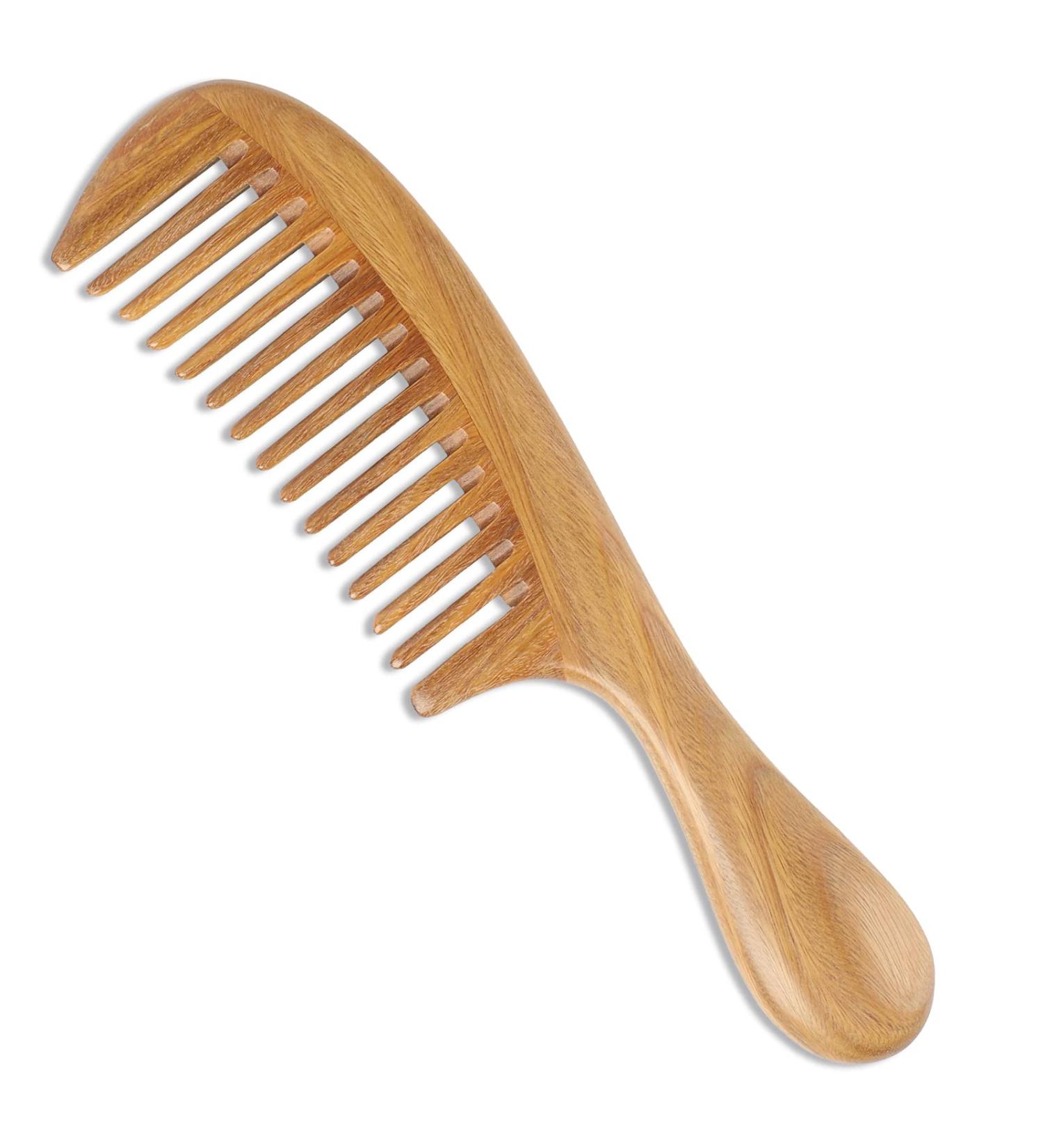OneDor Handmade 100% Natural Green Sandalwood Wide Tooth Hair Comb - Anti-Static Wooden Detangler with Sandalwood Scent - Buy Online on SooperMarket.com