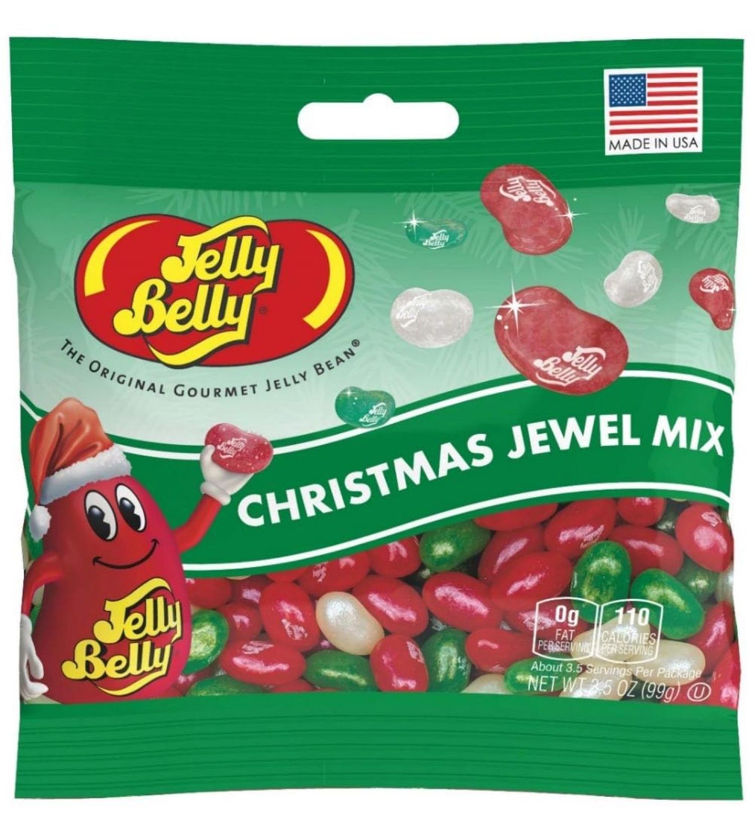 Jelly Belly Christmas Jewel Mix Jelly Beans 100g Bag (Pack of 1) Sparkling Holiday-Inspired Jelly Beans Featuring Very Cherry Green Apple and Cream Soda Flavors Perfect for Gifting Stocking Stuffers and Festive Celebrations - Buy Online on SooperMarket.com