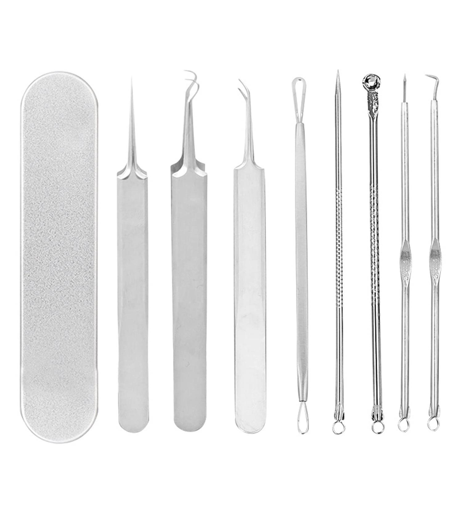 8-Piece Acne Needle Set - Blackhead & Pimple Remover - Professional Beauty Tool for Home & Salon - Silver - Buy Online on SooperMarket.com
