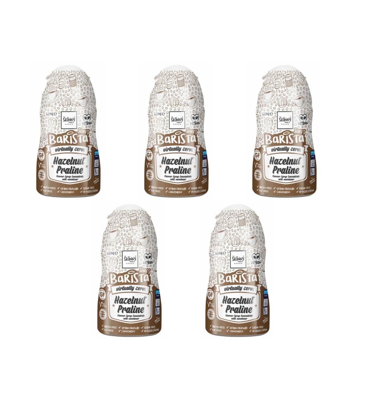 The Skiny Food Co Barista Shots Hazelnut Praline Syrup 60ml - The Totally Amazing Gluten Free Virtually Zero Calorie - Pack of 5