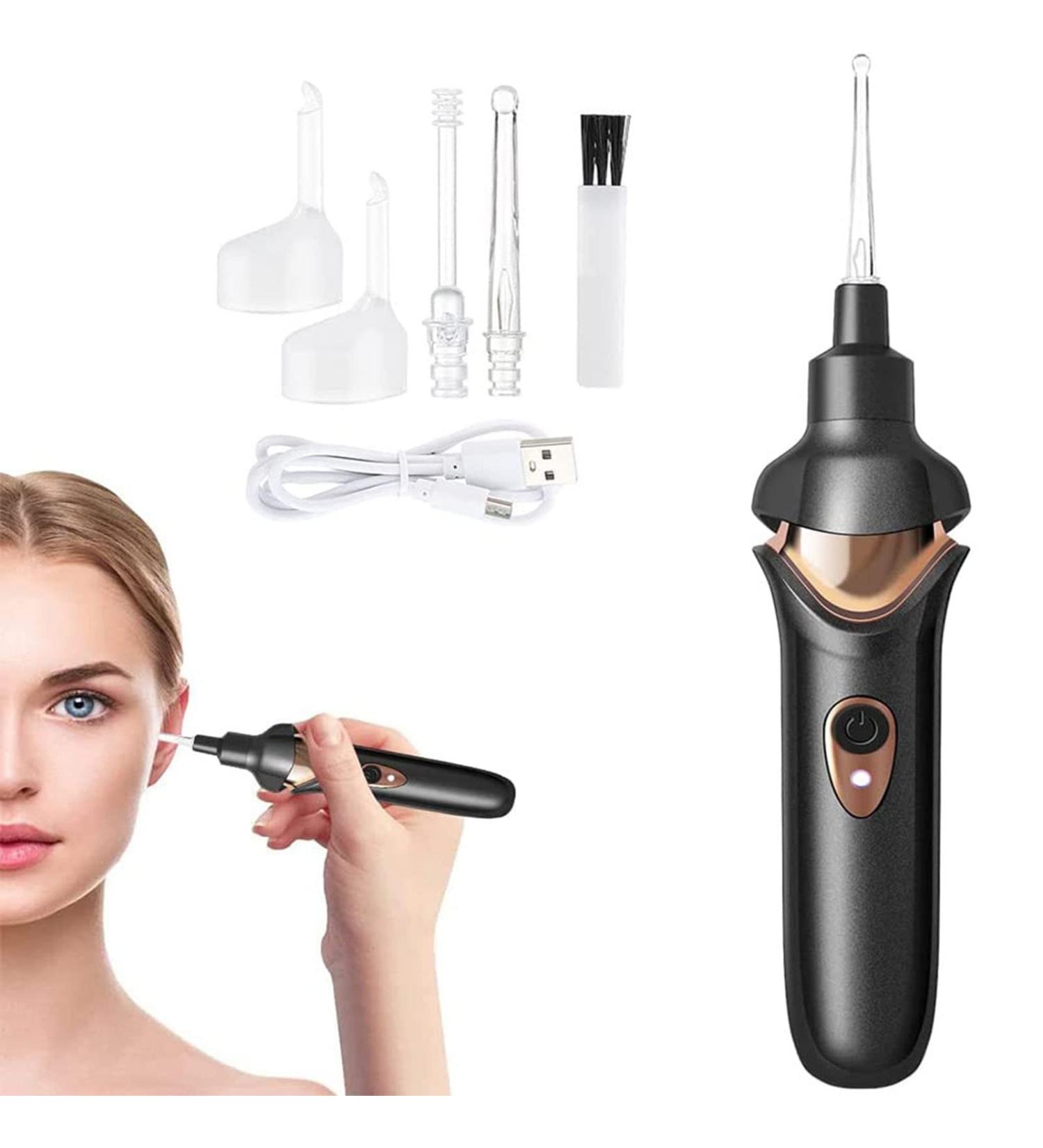 USB Rechargeable Earwax Remover with Replaceable Tips - Gentle Electric Ear Aspirator for Deep Cleaning - Suitable for Kids and Adults - Buy Online on SooperMarket.com