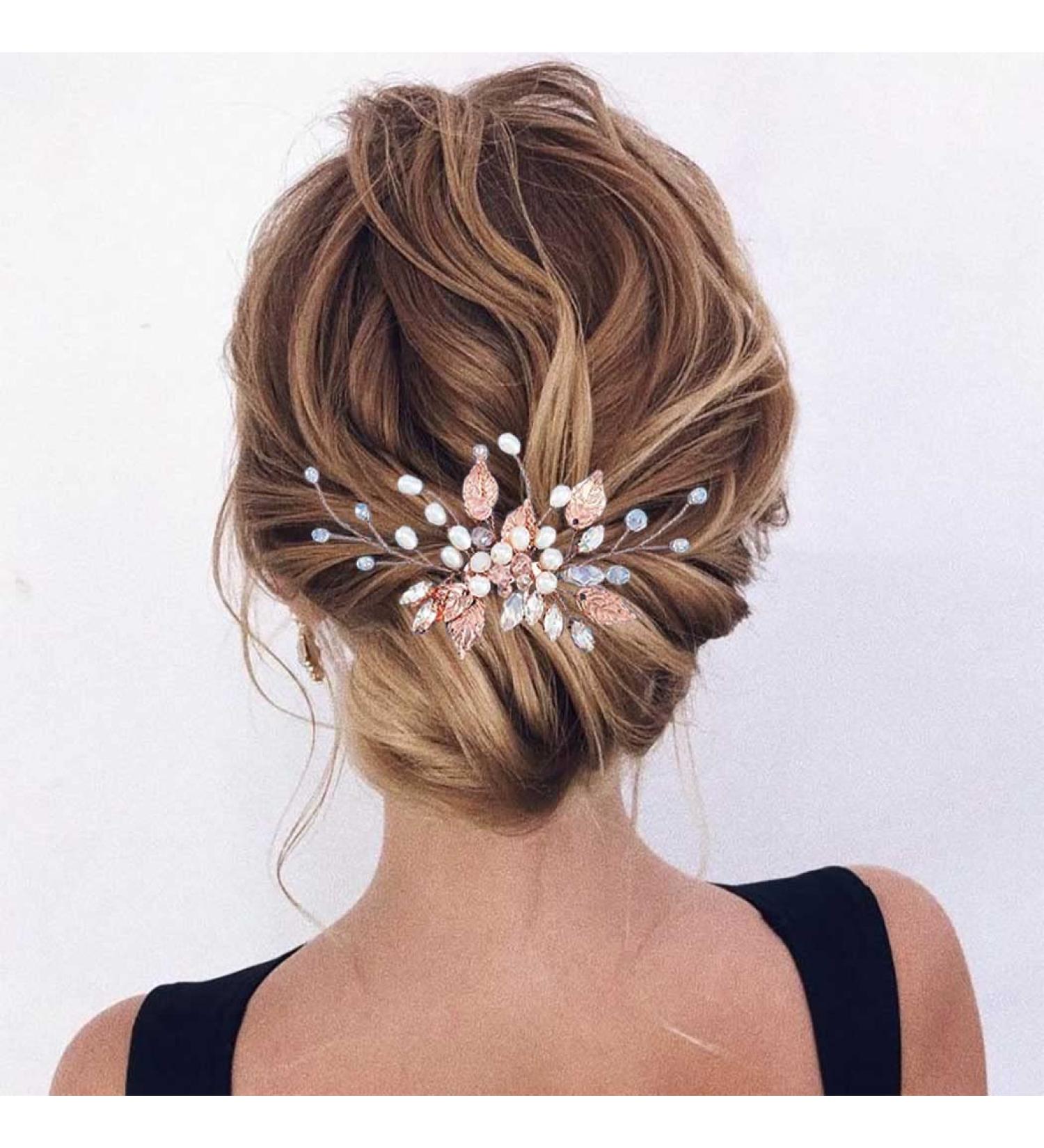 Bridal Wedding Hair Combs - Silver Crystal Blue Headpiece for Women and Girls - Buy Online on SooperMarket.com
