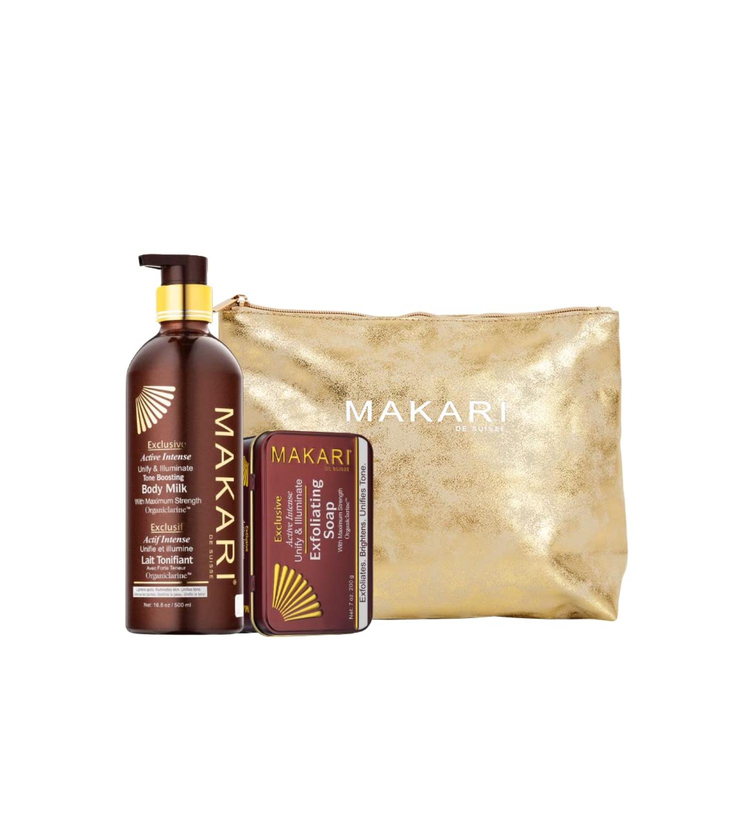 Buy MAKARI Exclusive 2 Piece Skincare Gift Set - Exfoliating Soap & Body Milk for All Skin Types | Organiclarine Botanical Self Care Kit for Women - International Shipping Available - Buy Online on SooperMarket.com