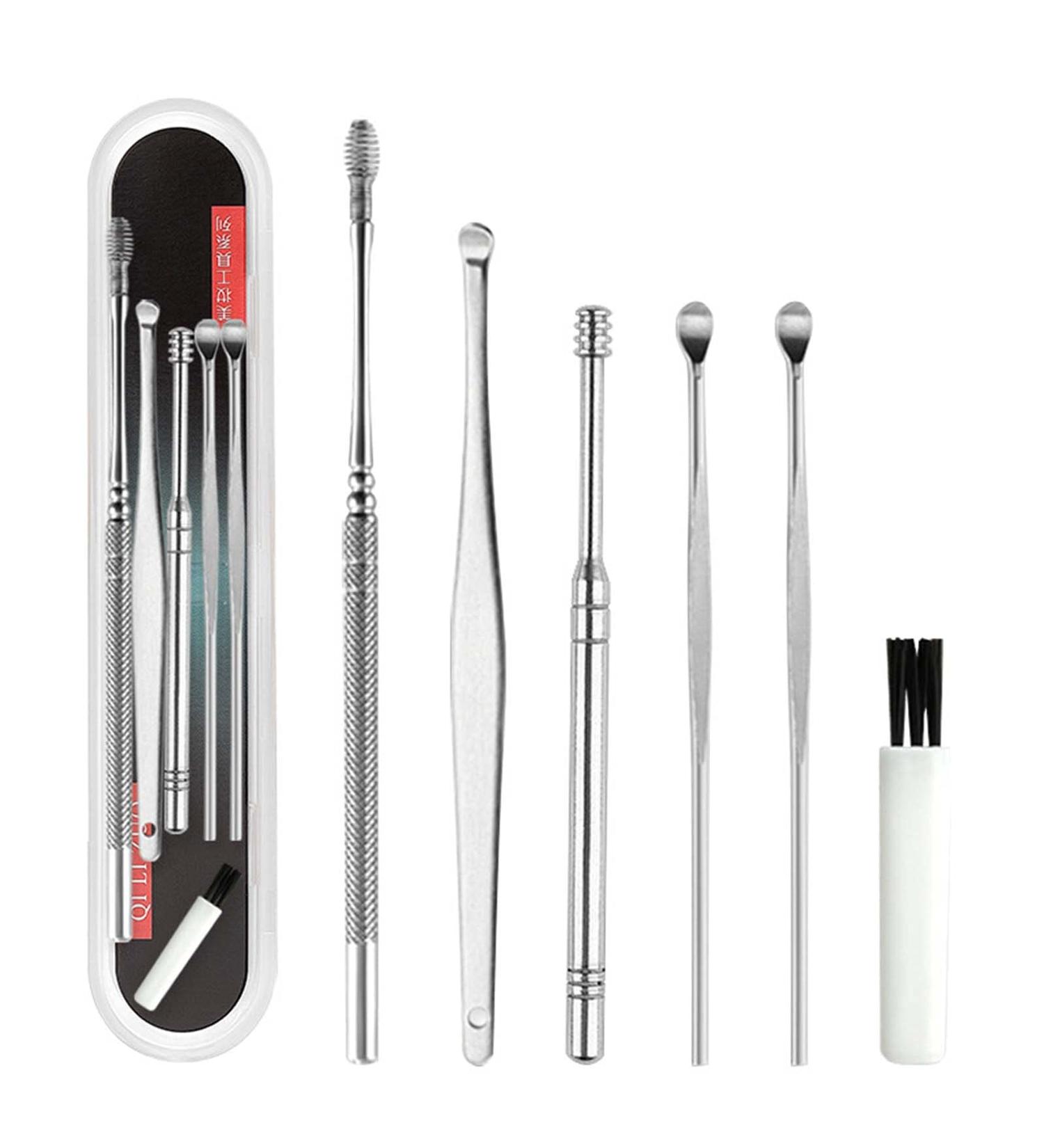 Portable Earwax Removal Kit 6 Pc Stainless Steel Ear Pick Earwax Cleaning Tool with A Customized Storage Box/1685 - Buy Online on SooperMarket.com