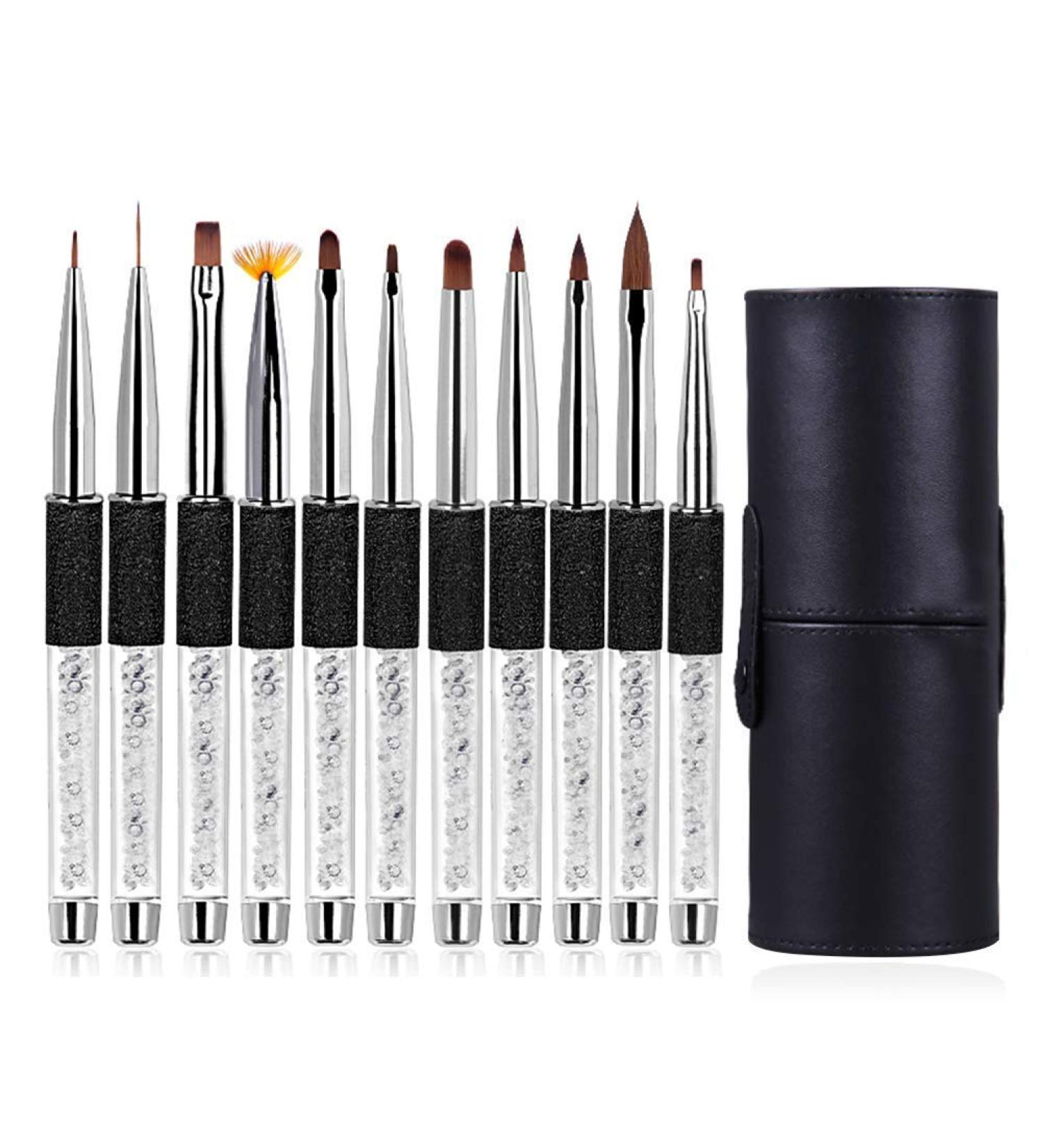 11 PCS UV Gel Nail Art Brush Set - Professional Nail Design Tools for Stunning Manicures | International Shipping - Buy Online on SooperMarket.com