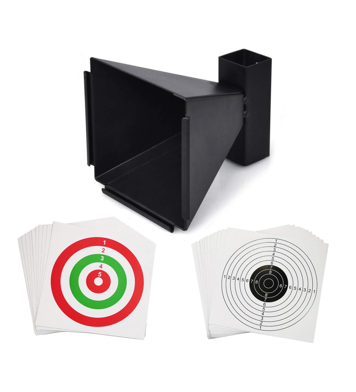 Atflbox 6.7 Inch BB Gun Trap with 20pcs Paper Targets - Airsoft Pellet Rifle Shooting Target and Bullet Catcher - Buy Online on SooperMarket.com