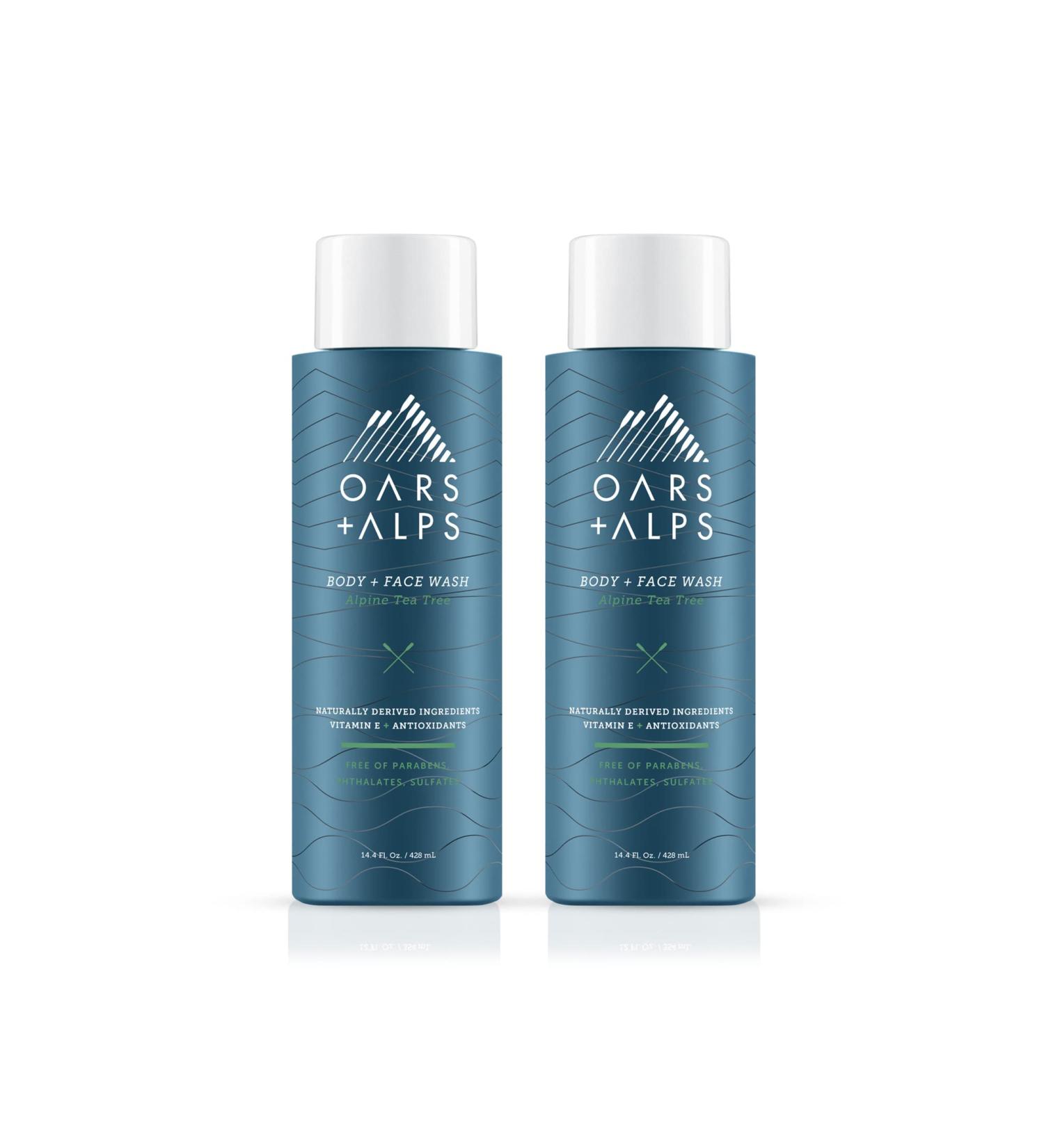 Oars + Alps Men's Moisturizing Body and Face Wash with Vitamin E and Antioxidants - Sulfate-Free Alpine Tea Tree Formula (2 Pack) - Buy Online on SooperMarket.com