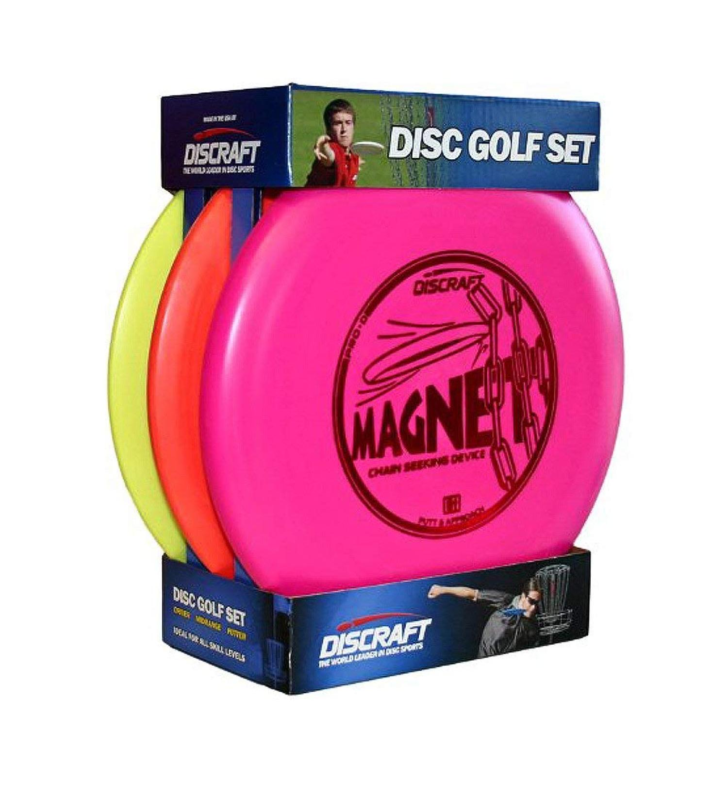 Discraft Starter Pack Beginner Disc Golf Set (3-Pack) 1 Driver, 1 Mid-Range, 1 Putter (Assorted colors)