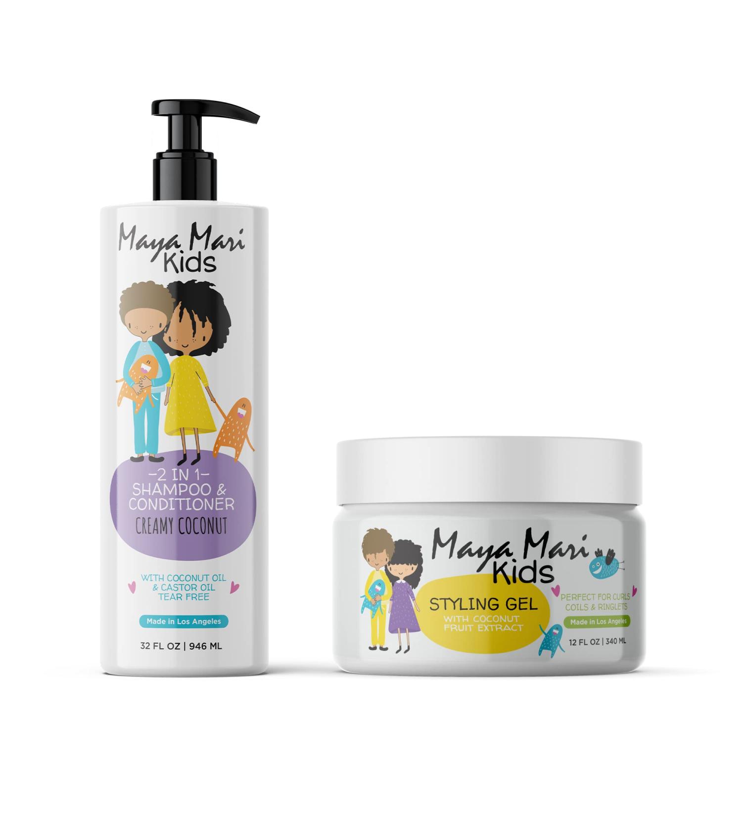Maya Mari Kids 2in1 Shampoo + Conditioner with Tear-Free Formula and Bonus Hair Gel for Daily Hair Care - Ideal for Boys and Girls - Buy Online on SooperMarket.com