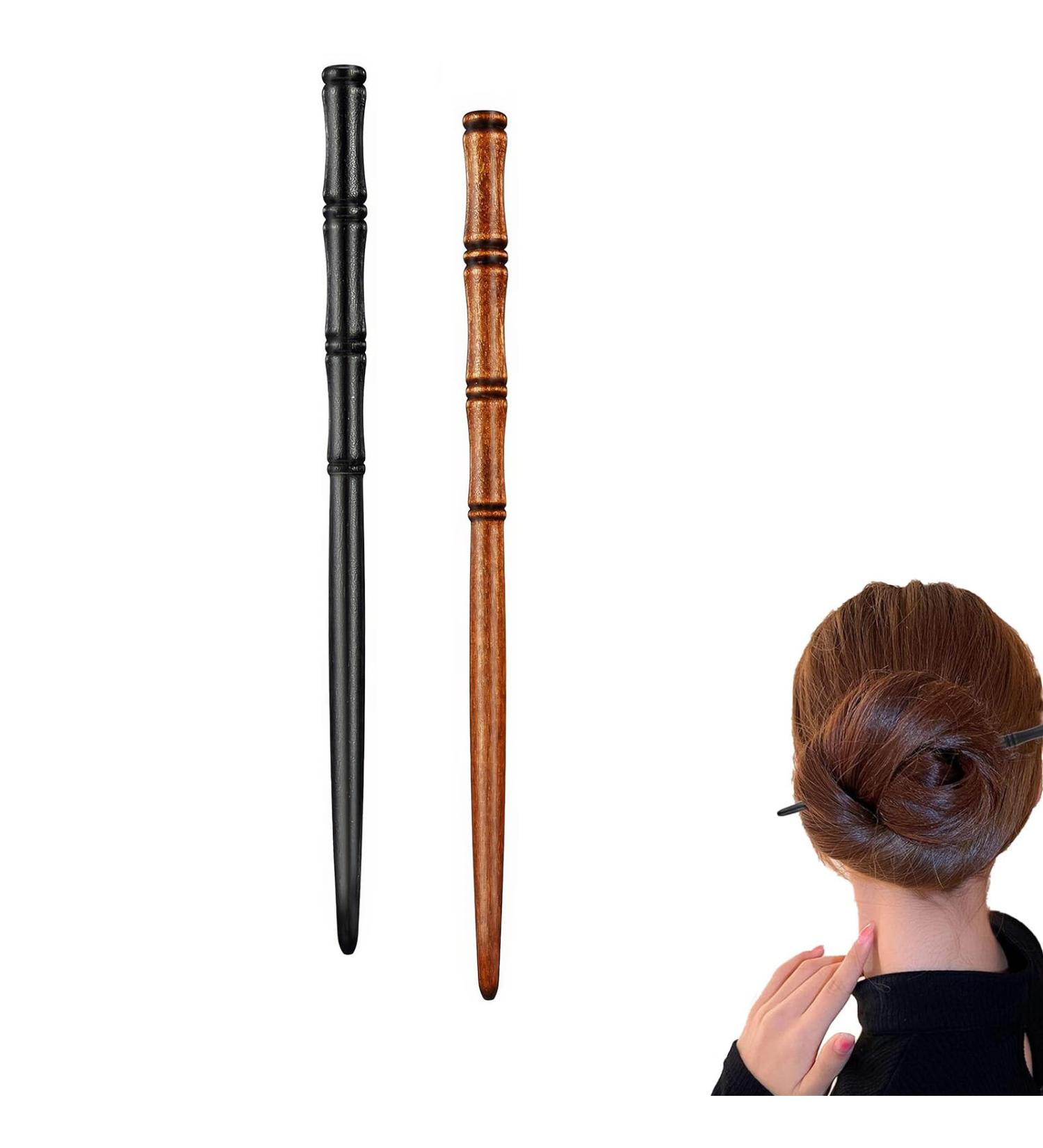 DHWEKU 2 Pieces Wooden Hair Chopsticks Bamboo Hair Chopsticks Hair Sticks for Women Wooden Hair Pins Hair Bun Sticks for Hair Bun - Buy Online on SooperMarket.com