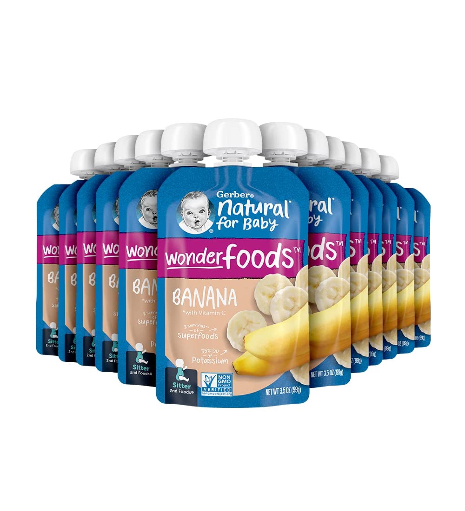 Gerber 2nd Foods for Sitter WonderFoods Banana 3.5oz Pouches (Pack of 12) - Buy Online on SooperMarket.com