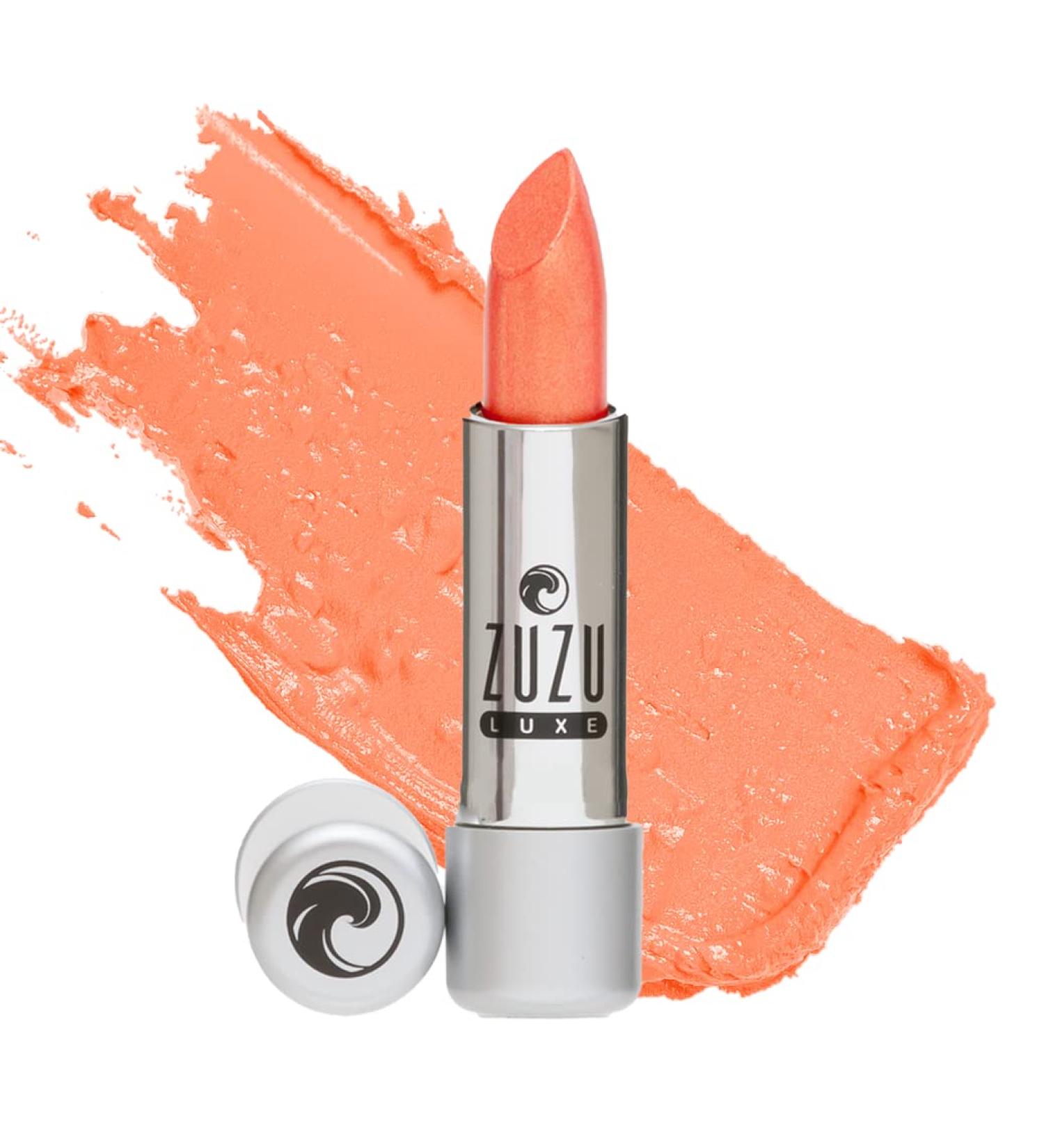 Zuzu Luxe Lip Color Lipstick in Sazerac - Pinkish Peach/Warm Pearl | 0.13 oz | Paraben-Free, Vegan, Gluten-Free, Cruelty-Free, Non-GMO - Buy Online on SooperMarket.com