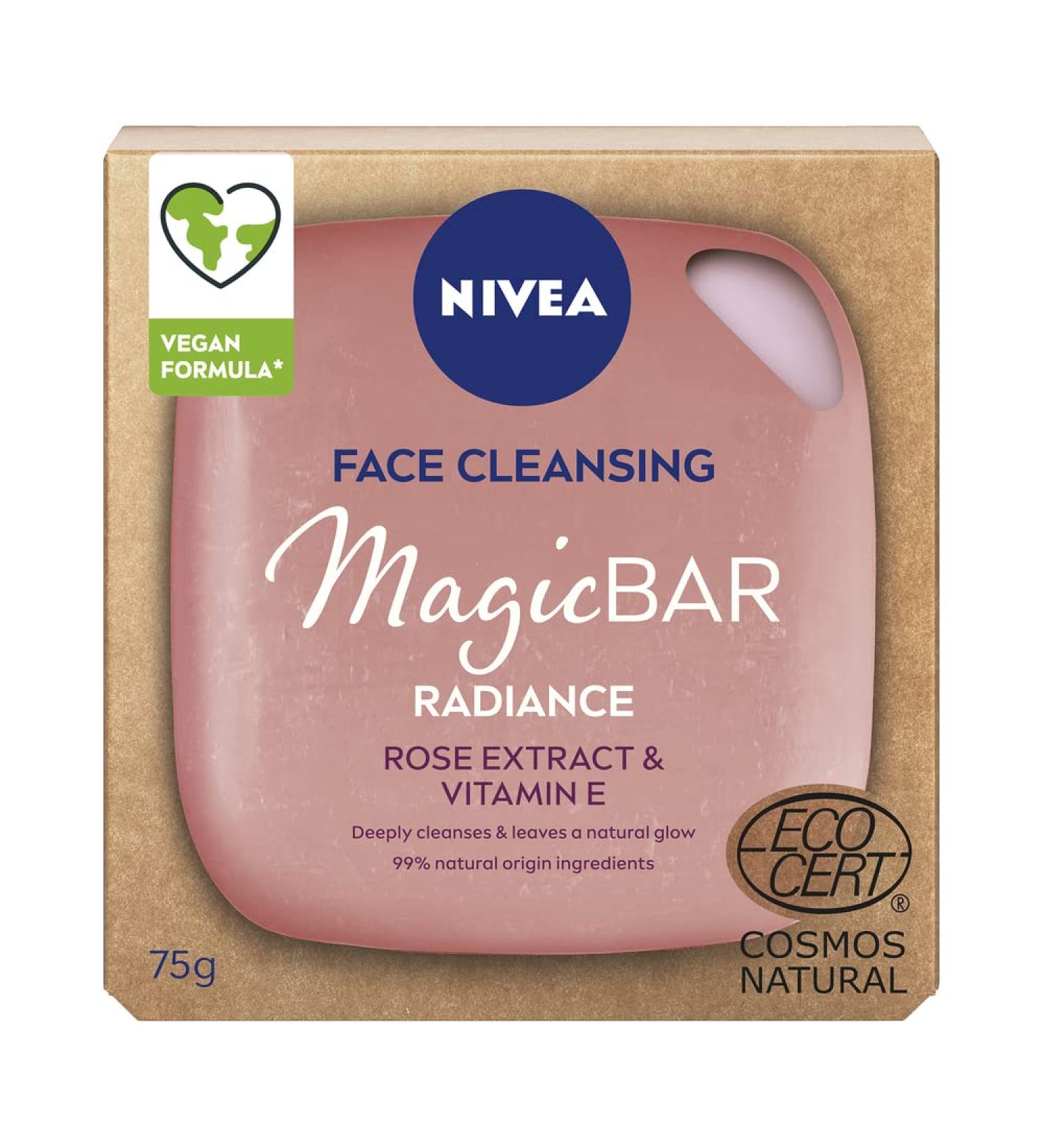 NIVEA MagicBAR Radiance Face Cleansing Bar (75g) Face Cleanser with Rose and Vitamin E Plastic-Free Facial Cleansing Bar Facial Cleanser Recyclable Packaging Face Wash - Buy Online on SooperMarket.com