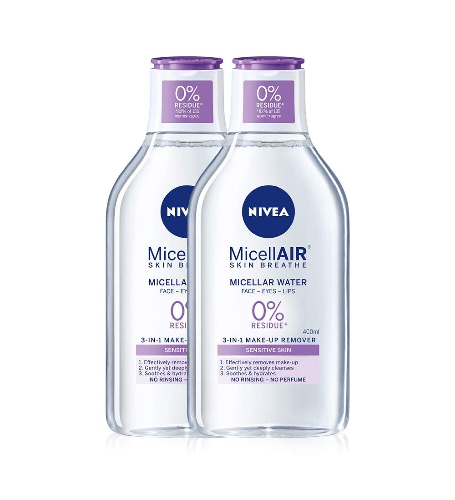 NIVEA Micellar Water Sensitive 400ml Pack of 2