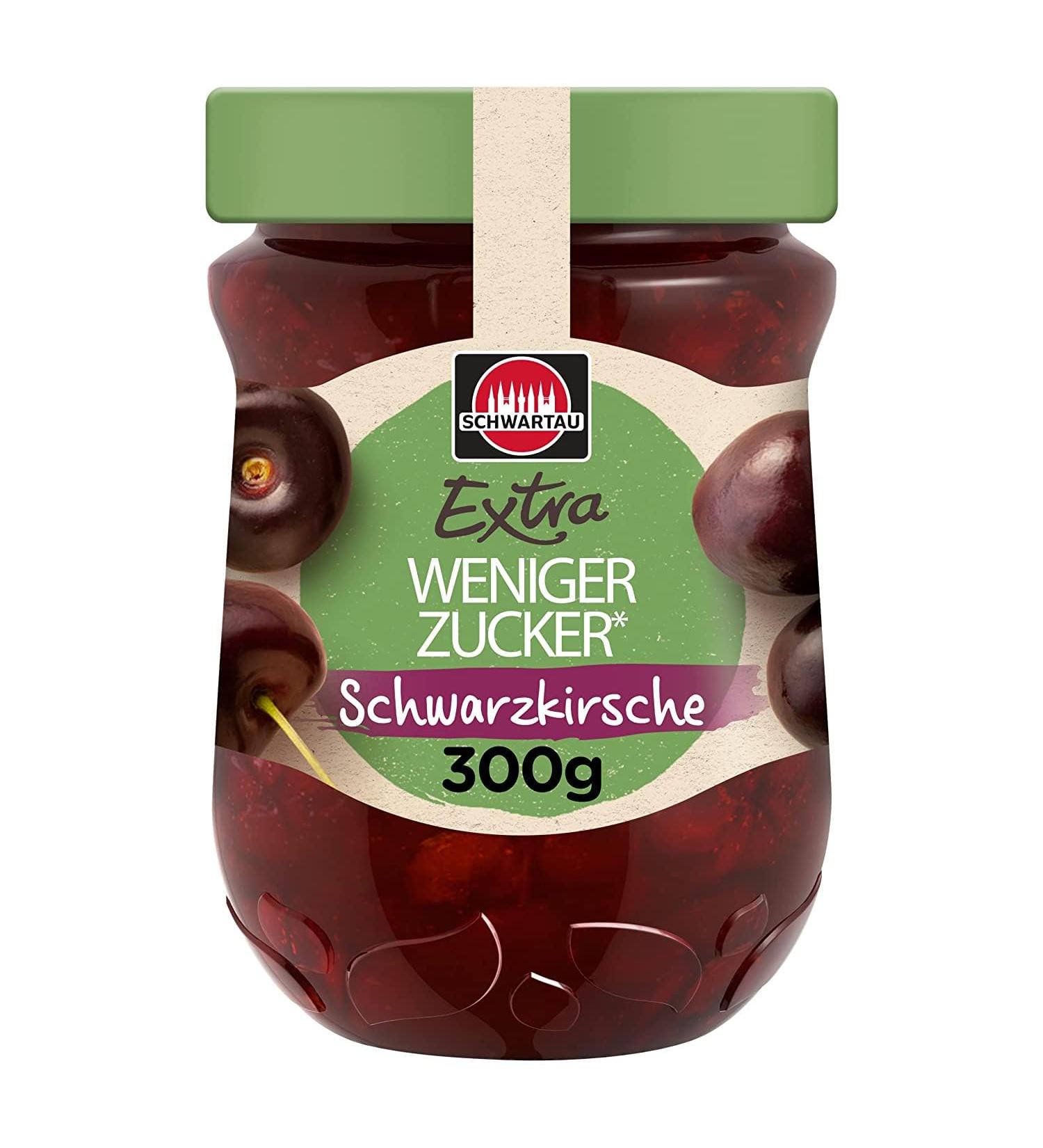 Buy Schwartau Extra Less Sugar Black Cherry Fruit Spread 300g - Reduced Sugar Jam for Healthy Snacking | International Shipping Available - Buy Online on SooperMarket.com