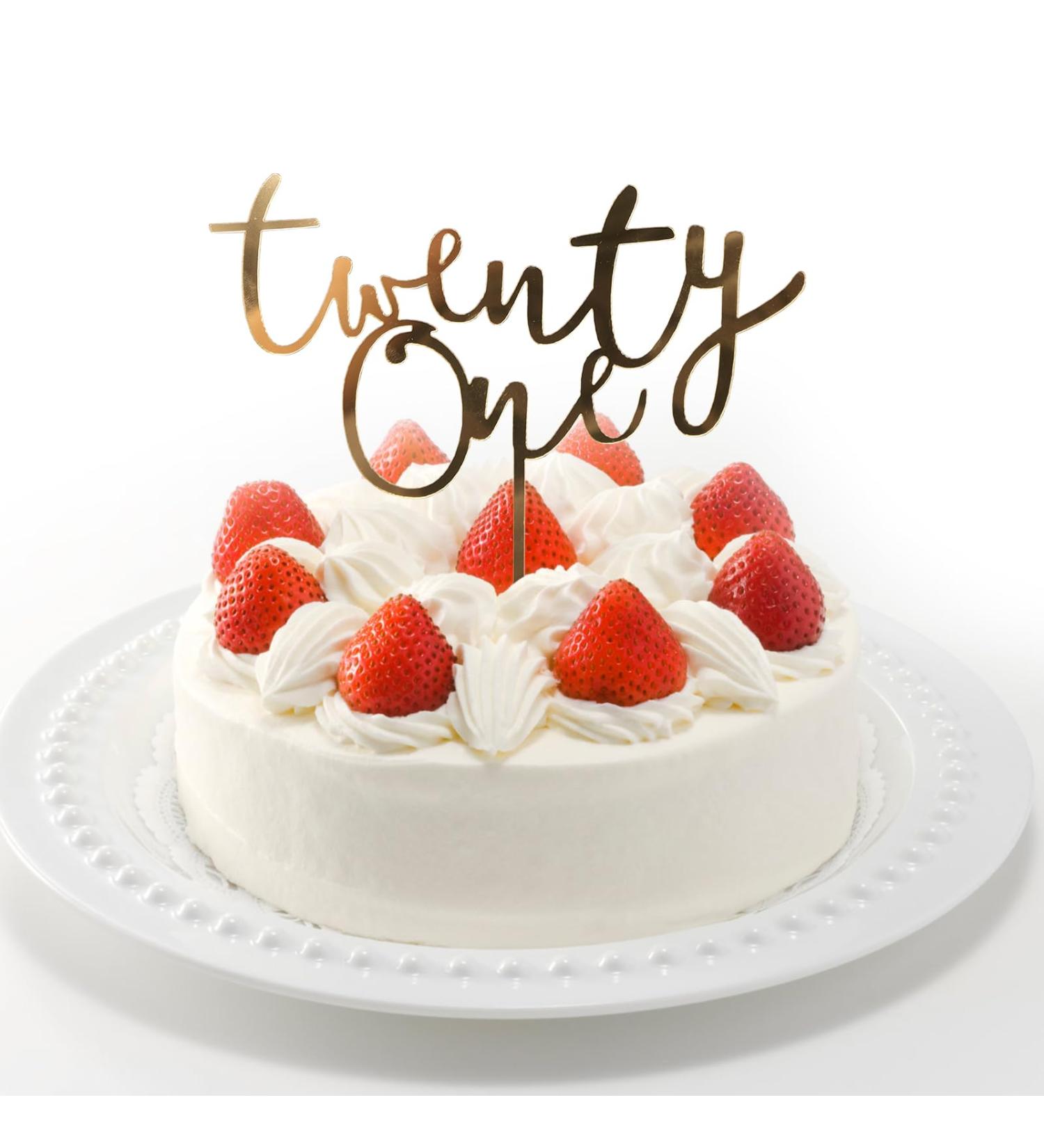 Acrylic Twenty One Cake Topper Gold Happy 21st Birthday Cake Toppers Decorations for Him Her 21st Anniversary Party Decorations Supplies - Buy Online on SooperMarket.com
