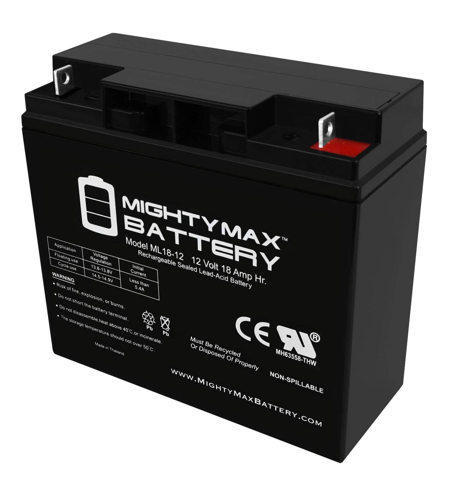 Mighty Max Battery ML18-12 | 12V 18AH Replacement for PS-12180 BP17-12 LCRD1217P ES17-12 D5745 - International Shipping Available - Buy Online on SooperMarket.com