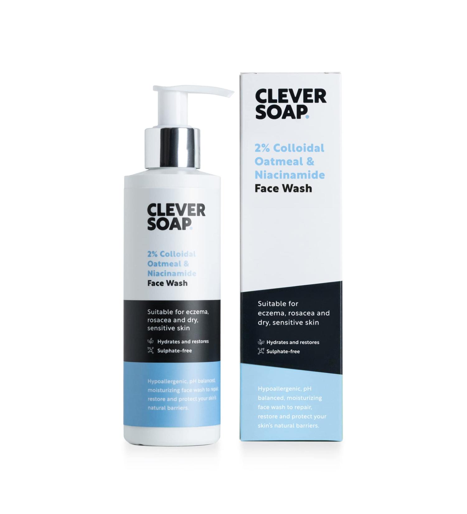 Clever Soap 2% Colloidal Oatmeal & Niacinamide Face Wash - Gentle Hydrating Cleanser for Eczema, Rosacea, Psoriasis & Dry, Sensitive Skin - Daily Skincare for Women & Men - Buy Online on SooperMarket.com
