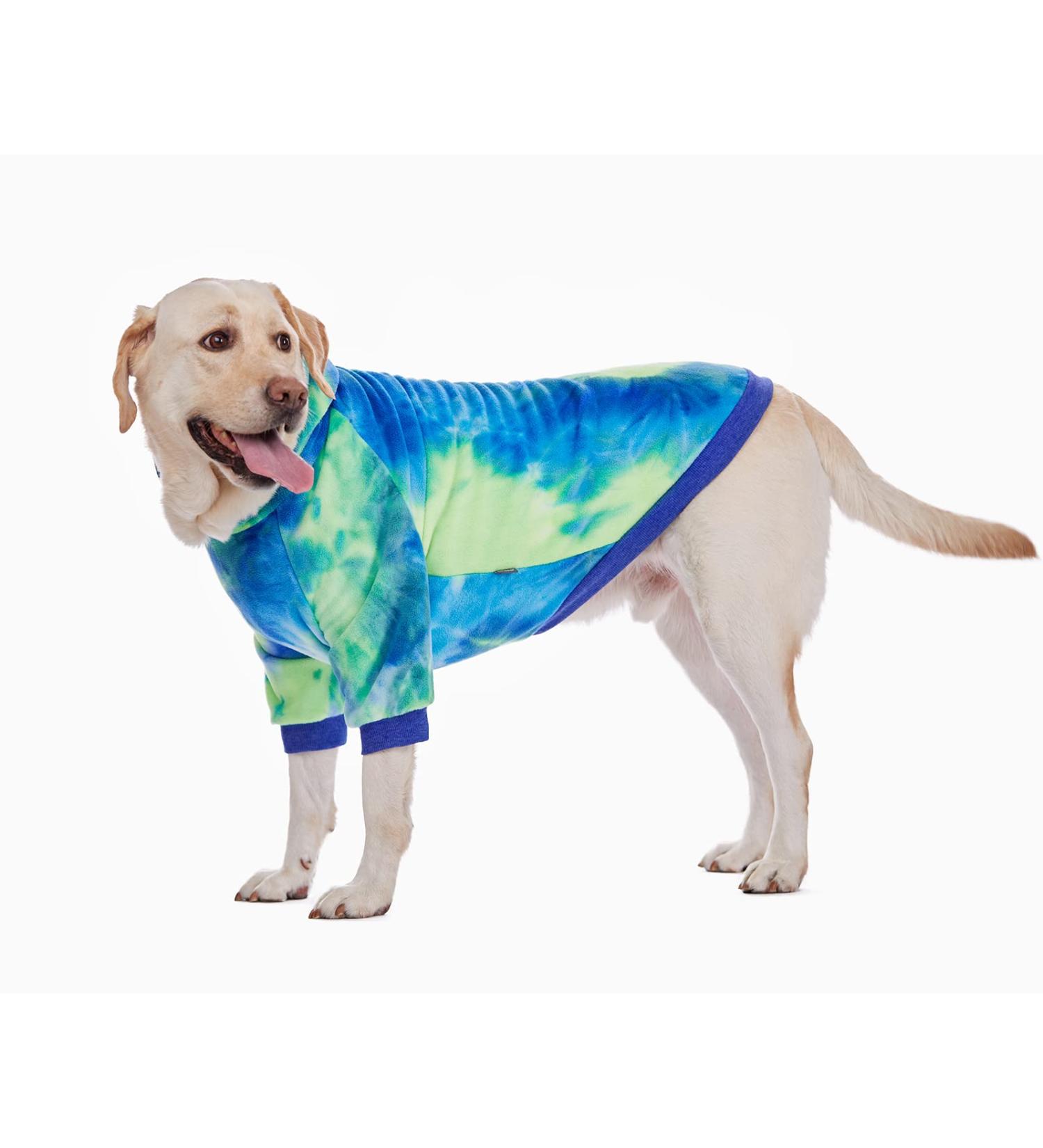 BT Bear Dog Hoodie - Tie-dyed Fleece Pet Sweatshirt for Medium Large Dogs (5XL Blue/Green) - Buy Online on SooperMarket.com