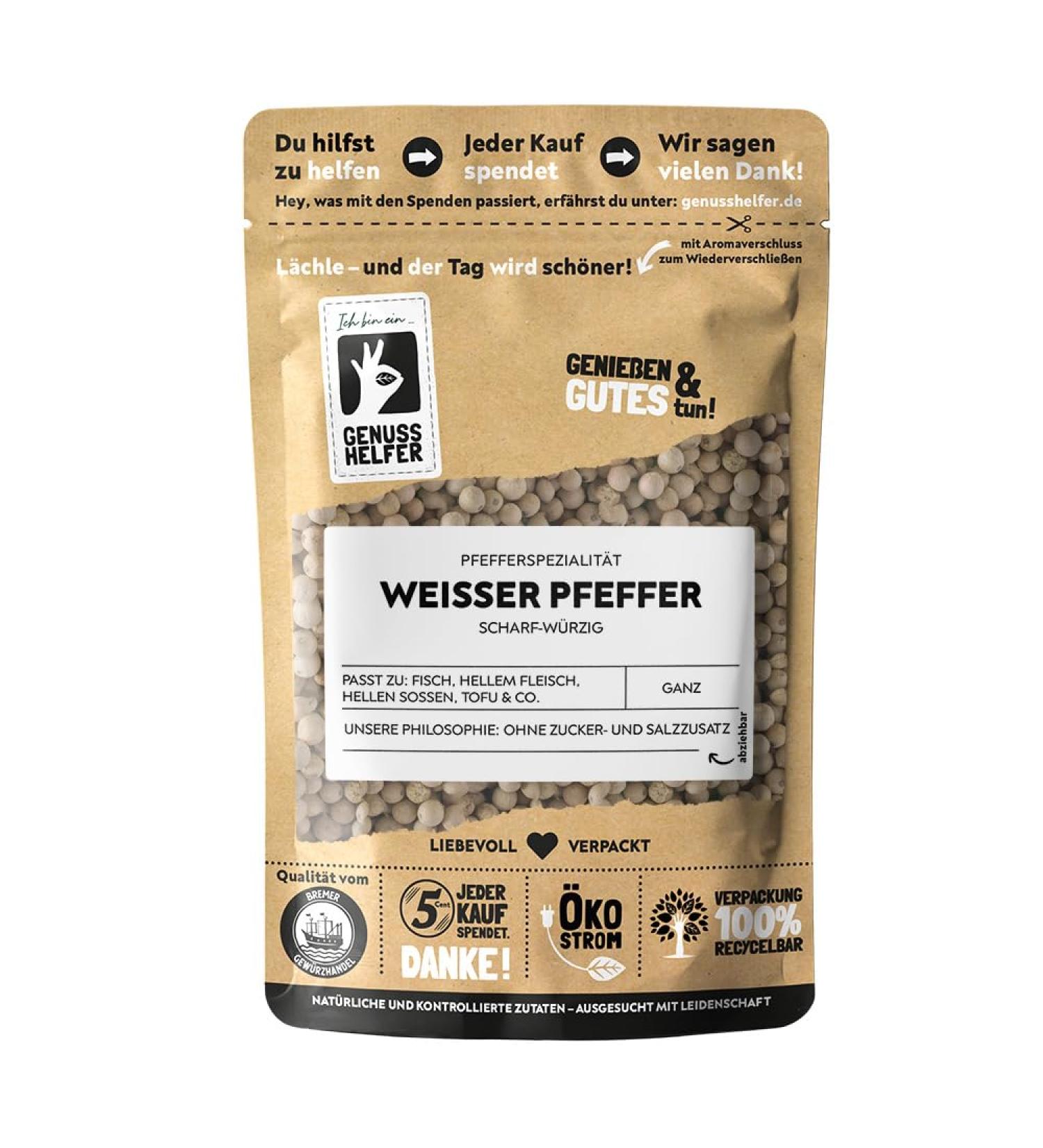 Bremen Spice Trade White Pepper - Intense Sharpness & Bright Peppercorns for Cooking - 150g (1 Pack) | Premium Quality Seasoning - Buy Online on SooperMarket.com