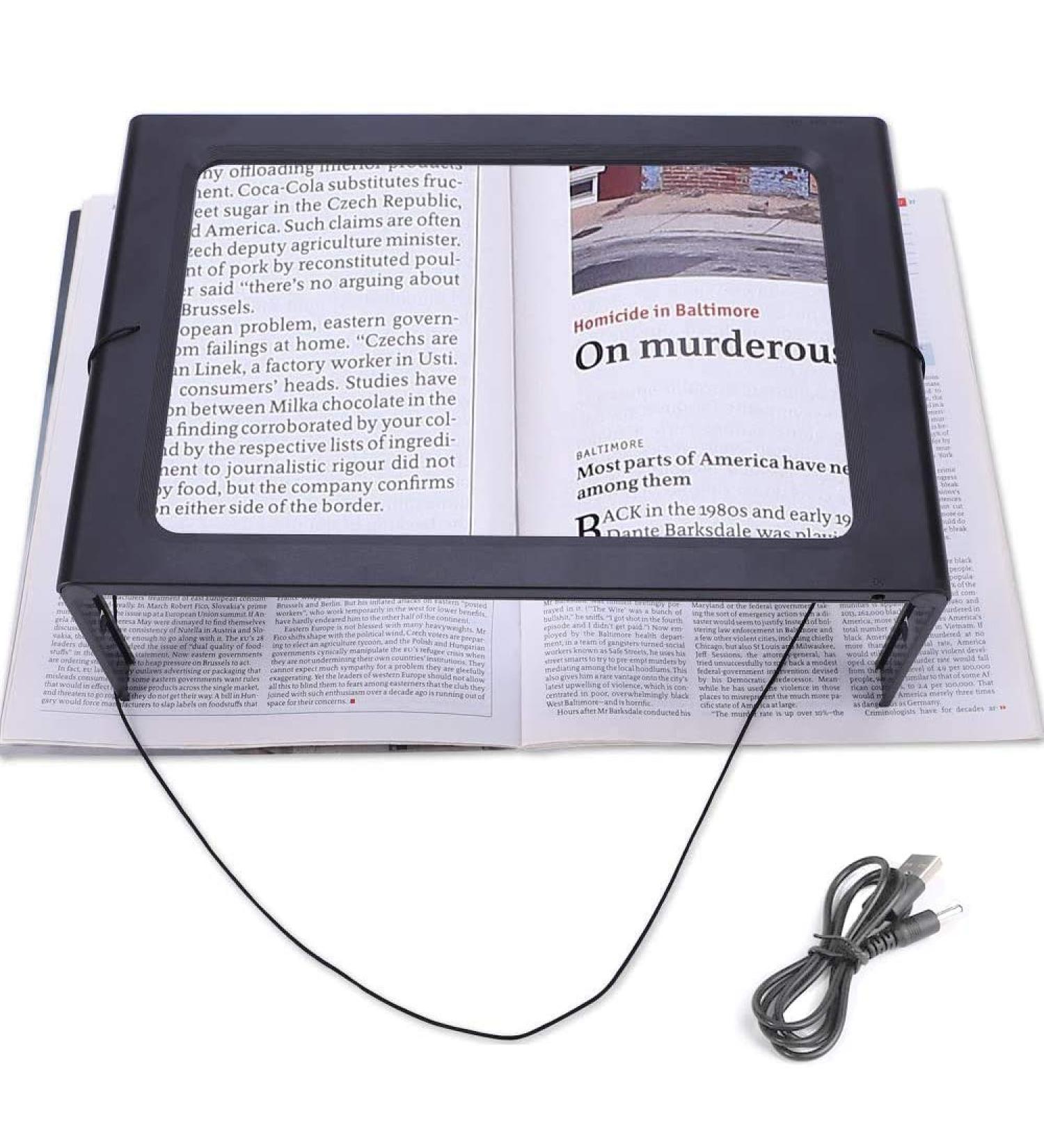 Full-Page Magnifying Glass Hands-Free Large Rectangular 2.5X Magnifier LED Lighted Illuminated Foldable Desktop Portable for Elder Kids - Buy Online on SooperMarket.com