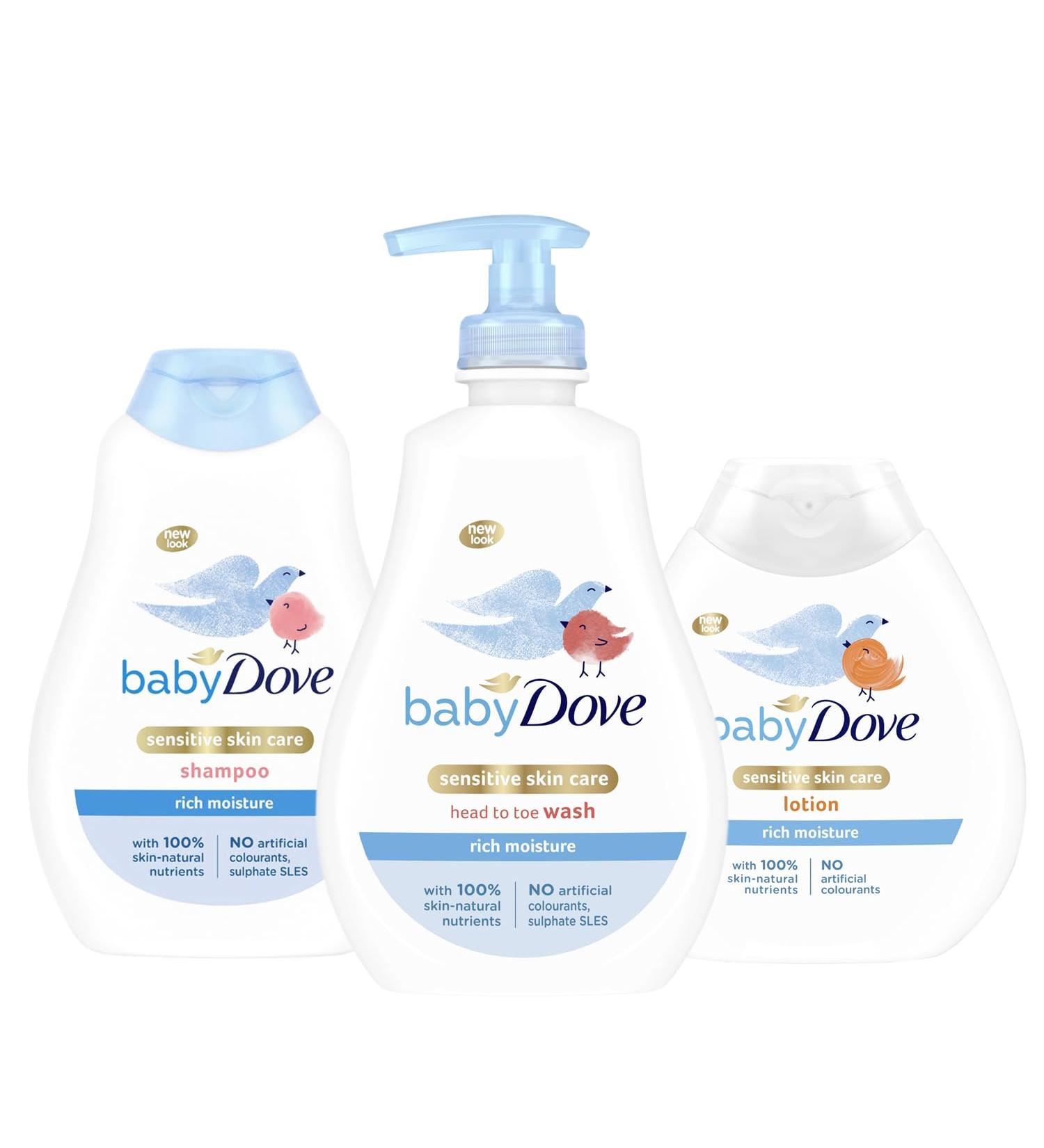 Baby Dove Rich Moisture Combo: Head To Toe Wash 400ml, Shampoo 400ml, Lotion 200ml - Buy Online on SooperMarket.com