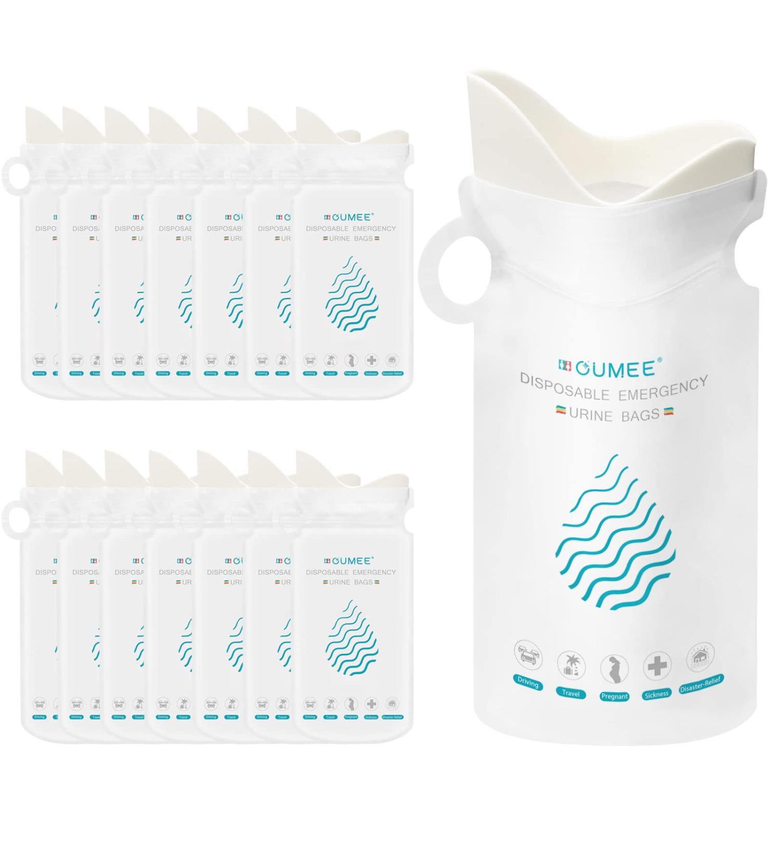 OUMEE 700ML Emergency Disposable Urinal Bags - 20 Pack | Camping, Travel, Traffic Jam Portable Toilet Bags - Unisex Urine & Vomit Bag for Men, Women, Kids - White - Buy Online on SooperMarket.com