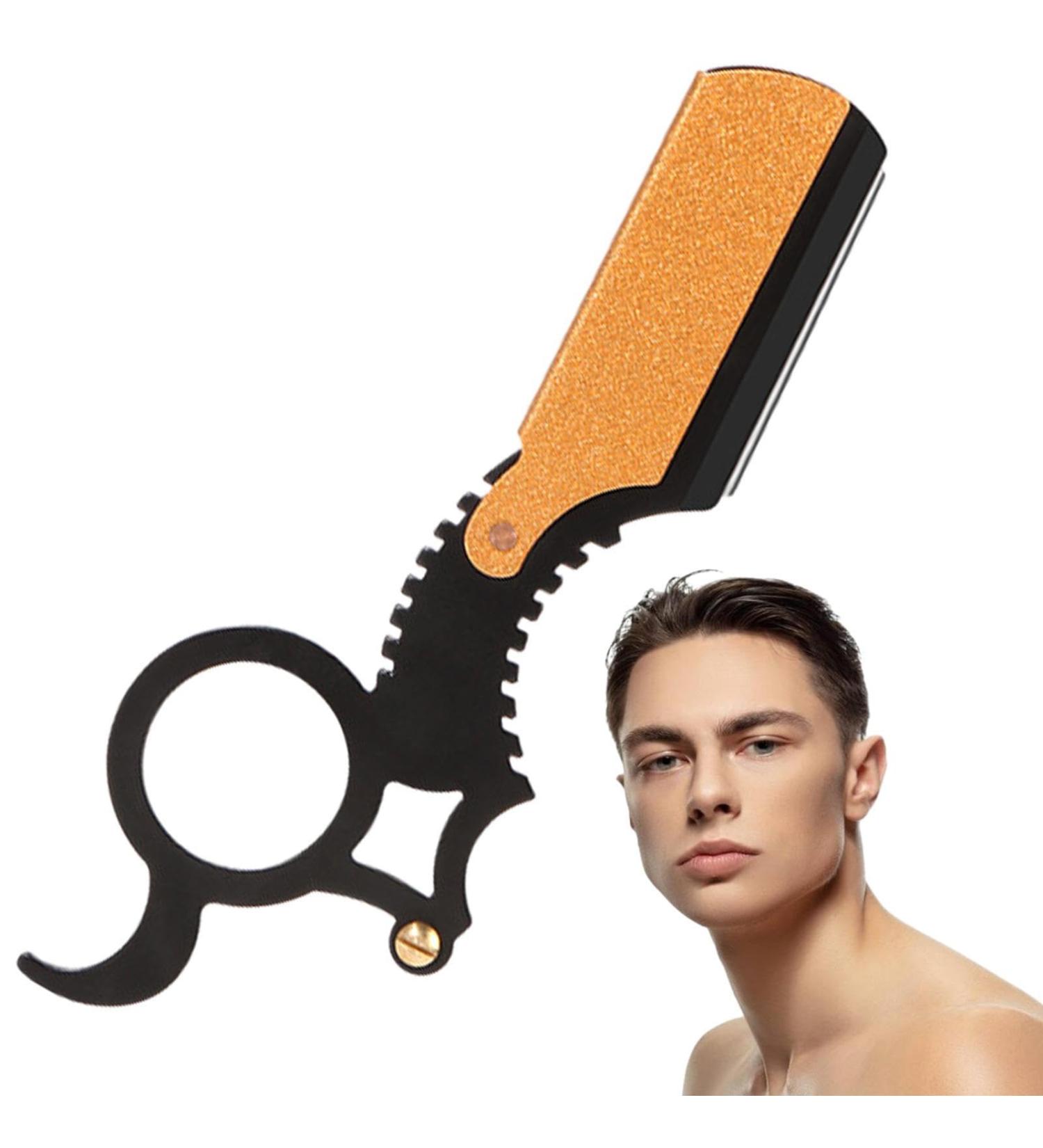 Aznever Cut-Throat Razor - Stainless Steel for Men | Perfect for Home Travel & Outdoor Adventures - Black Gold Design - Buy Online on SooperMarket.com