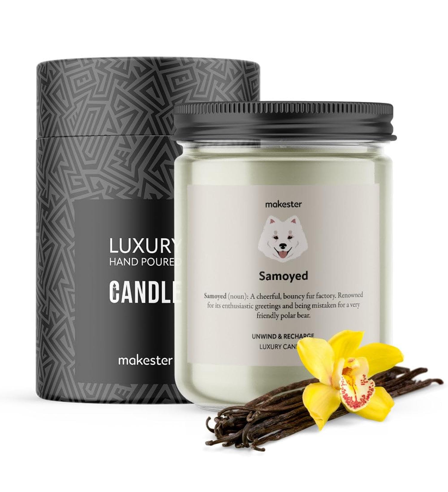 Samoyed Candle - 220g Soy Wax with Vanilla Jasmine & Almond - Perfect Gift for Samoyed Lovers - Buy Online on SooperMarket.com