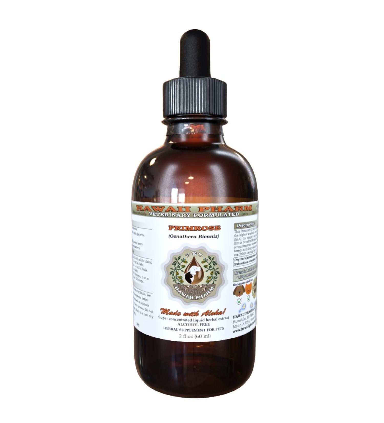 HawaiiPharm Evening Primrose Veterinary Liquid Extract 2 oz - Alcohol-Free Pet Herbal Supplement - Buy Online on SooperMarket.com