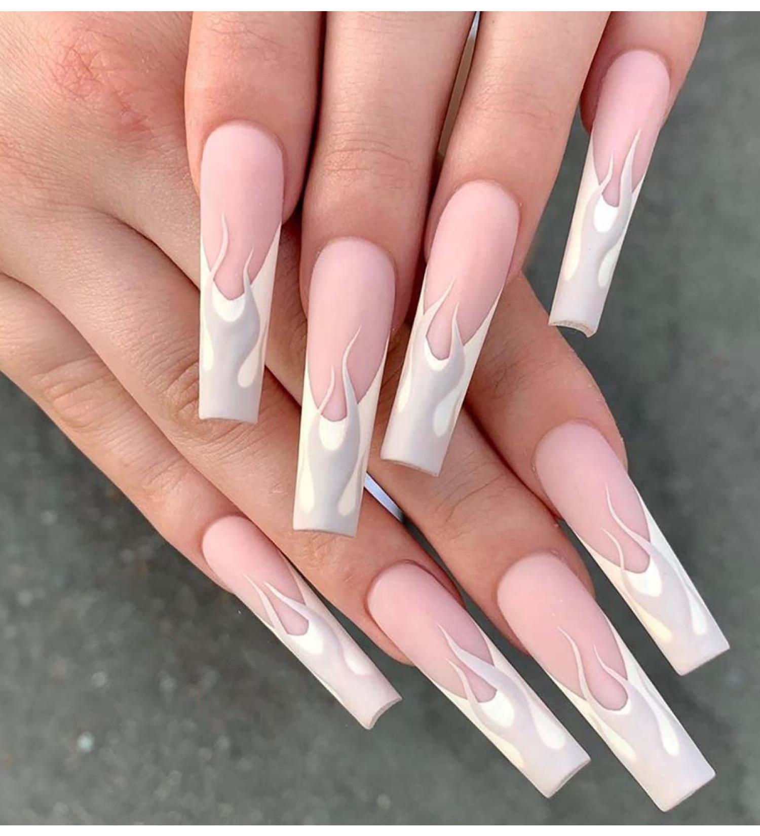 Vatocu Coffin Matte Press On Nails - 24 Long Fire Acrylic Nails for Women & Girls - Durable & Easy to Apply - Buy Online on SooperMarket.com