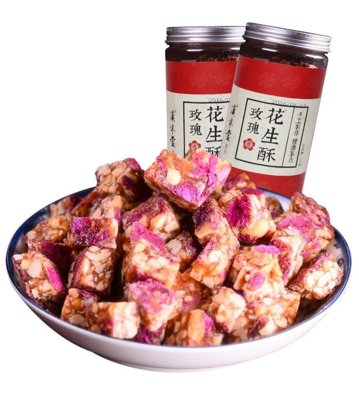 Rose peanut cake 220G/can Sweets Gifts Healthy and nutritious snacks leisure snack candy snowflake cake delicious snack gifts Dim sum cakes desserts Chinese specialty snacks (3can) - Buy Online on SooperMarket.com
