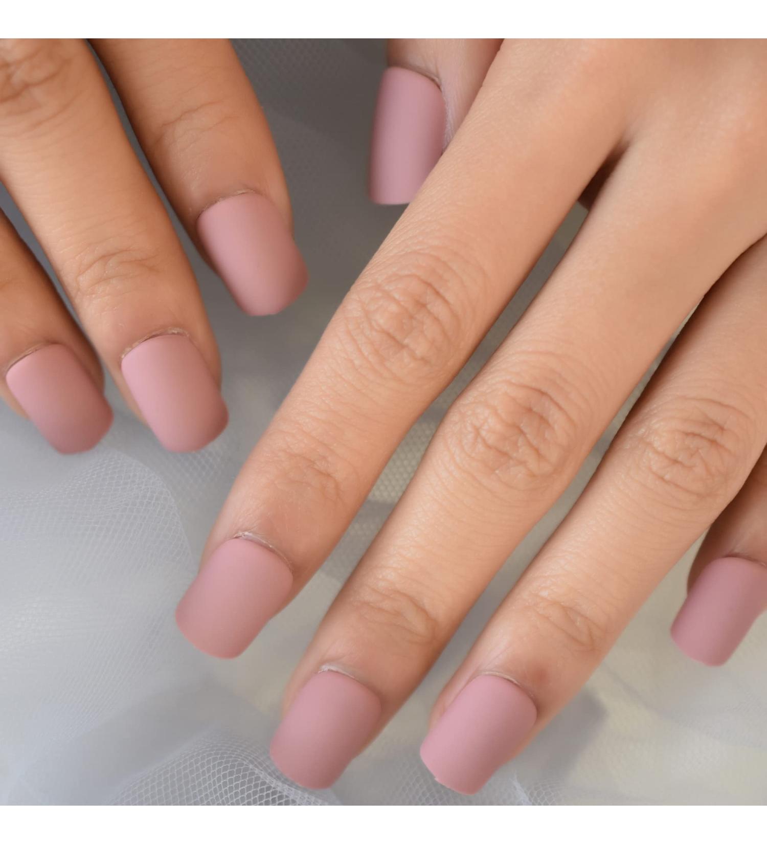 Dried Rose Matte Short Square Acrylic False Nails - 24pcs Set | International Shipping - Buy Online on SooperMarket.com