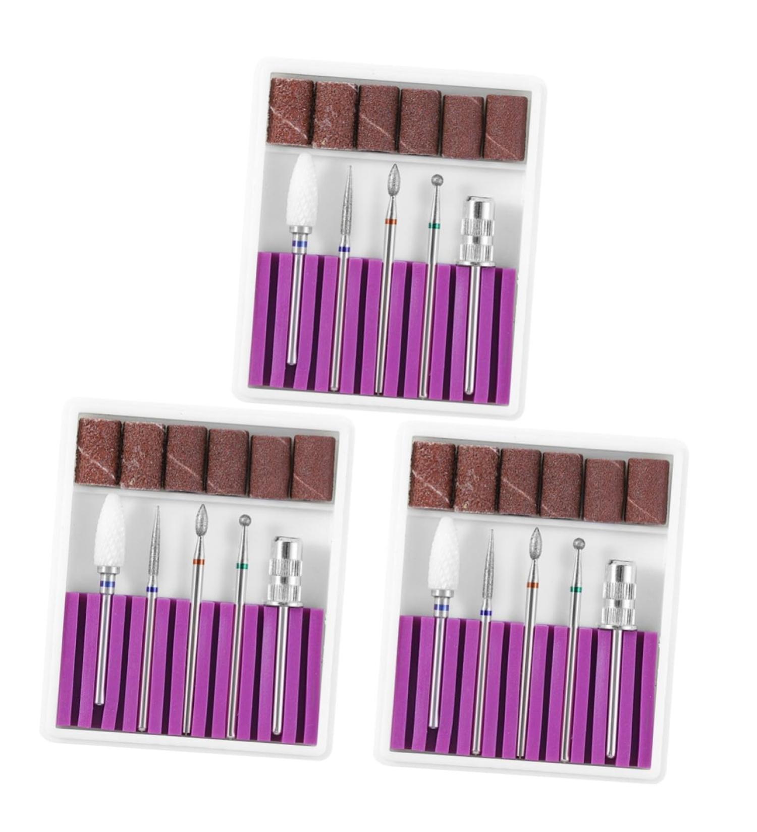 POPETPOP 3 Sets Nail Grinding Head Faux Nails Artificial Nails Nail Drill Bits Electric Manicure Nail File Beginner Kit Manicure Drill Bits Nail Drill Tool Exfoliating Manicure Tools Purple 6.5x5.5cmx3pcs Purplex3pcs - Buy Online on SooperMarket.com