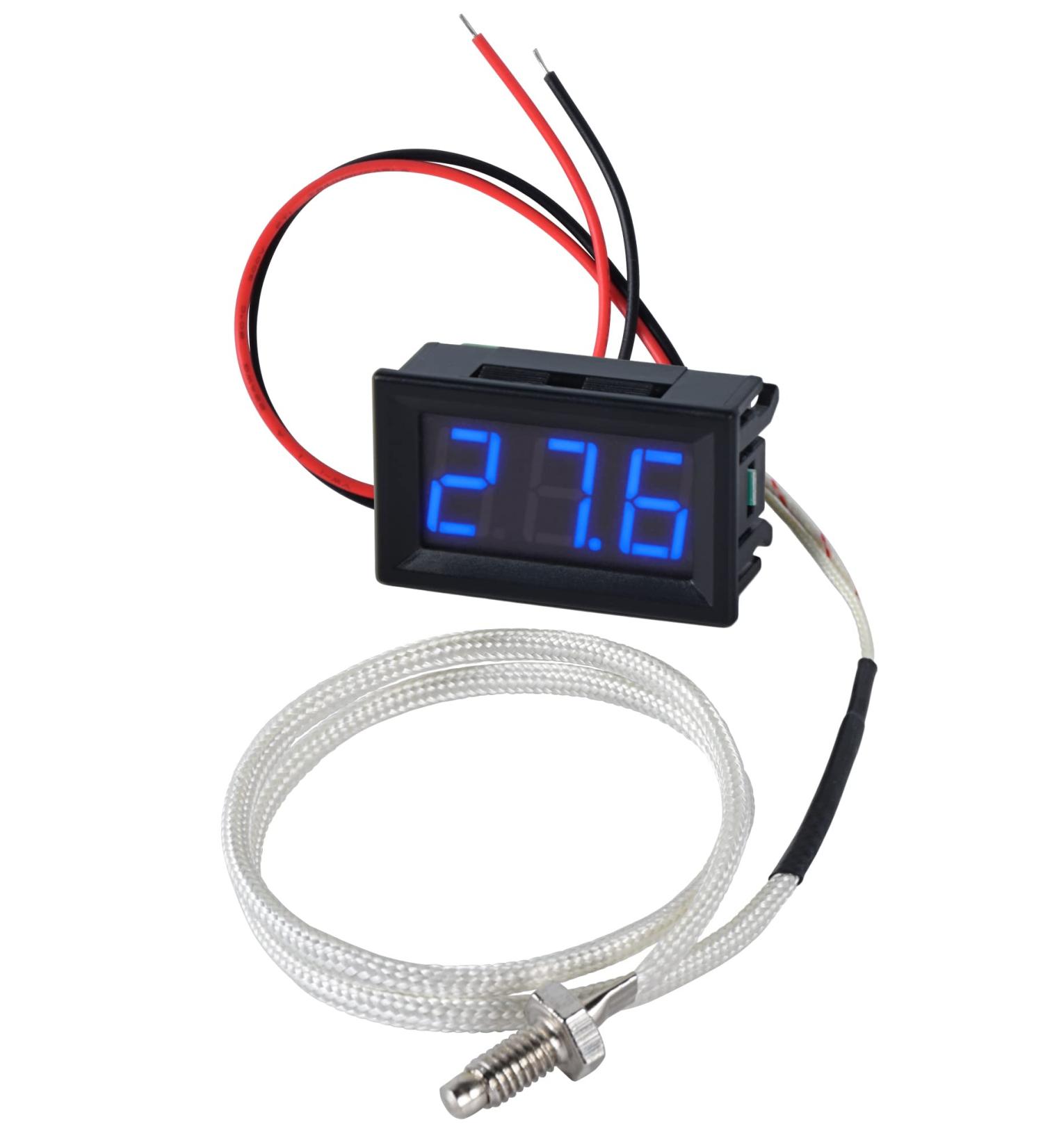 FBBULES Waterproof LED Digital Thermometer -30 to 800 with K-Type Probe | Mini Temperature Tester for Aquarium & Fridge | Compact 48x29x23mm - Buy Online on SooperMarket.com