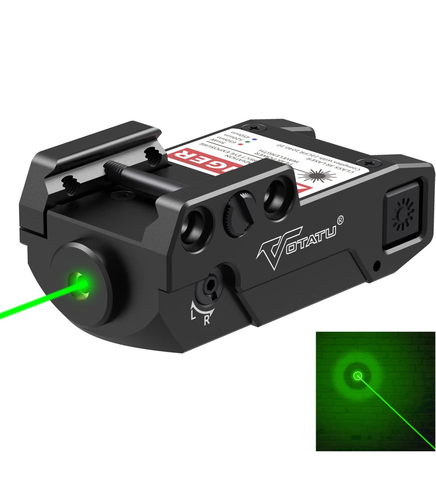 VOTATU H3L-GC Green Pistol Laser Sight | Ultra Low Profile Circle Dot Laser | Strobe Mode | USB Rechargeable - Buy Online on SooperMarket.com