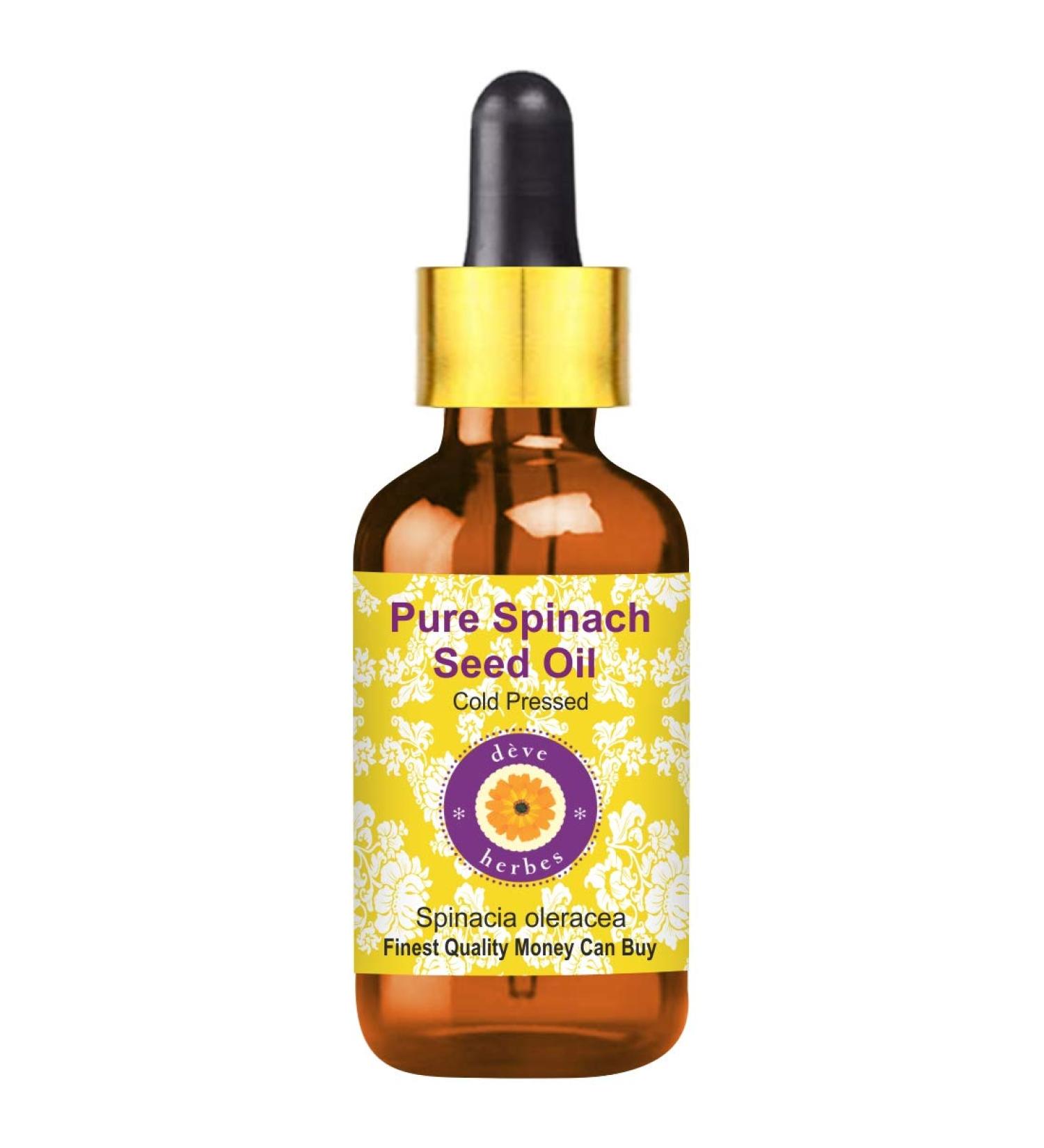 Deve Herbes Pure Spinach Seed Oil (Spinacia oleracea) with Glass Dropper Cold Pressed 100ml (3.38 oz) 100ml (3.38 Ounce) with Glass Dropper - Buy Online on SooperMarket.com