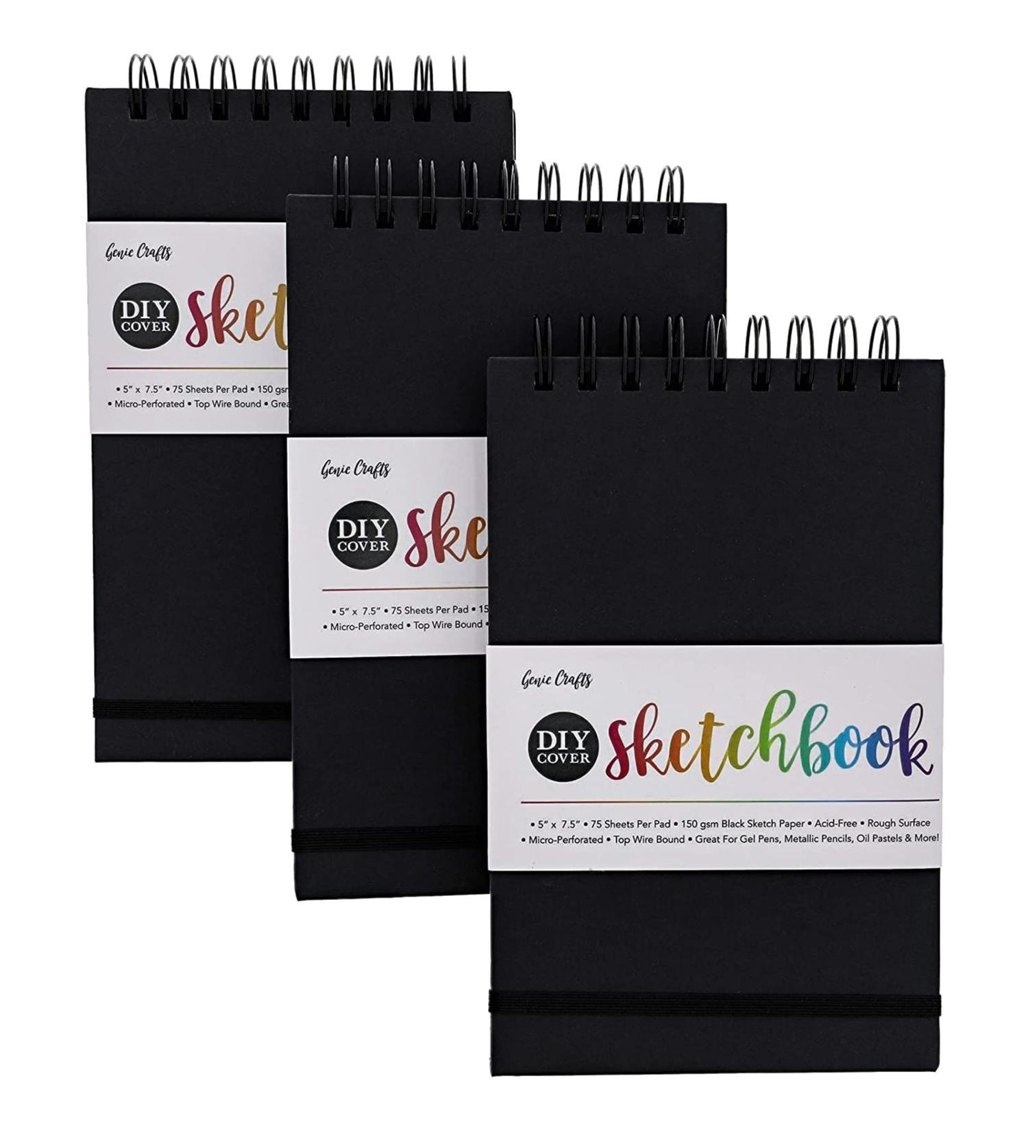 Paper Junkie Black Drawing Pad - 75 Sheets (3 Pack) | High-Quality Black Paper for Artistic Creations - Buy Online on SooperMarket.com