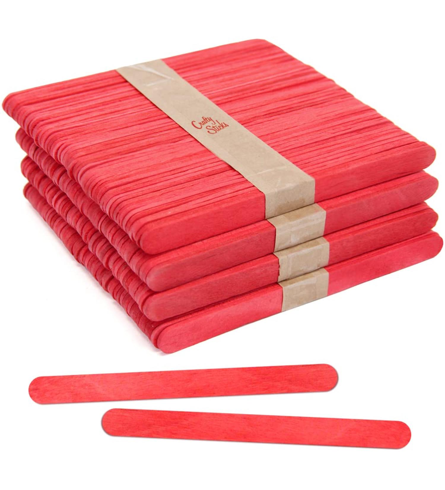 Craft Popsicle Sticks 4.5 Inch Standard - Red 200 Sticks - Natural and Multi Color Packs | CraftySticks - Buy Online on SooperMarket.com