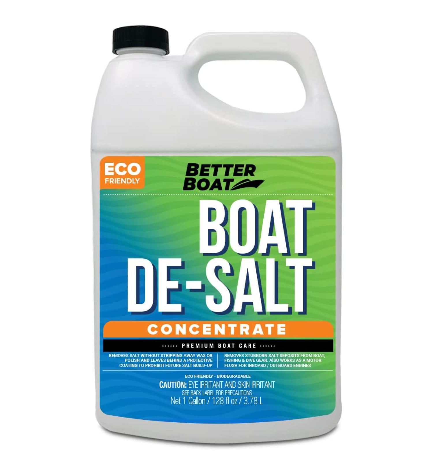 Boat De-Salt Concentrate - 1 Gallon Salt Remover & Engine Cleaner for Marine Boats - Winterize & Wash Off Salt with or Without Mixer Flush Kit - Buy Online on SooperMarket.com